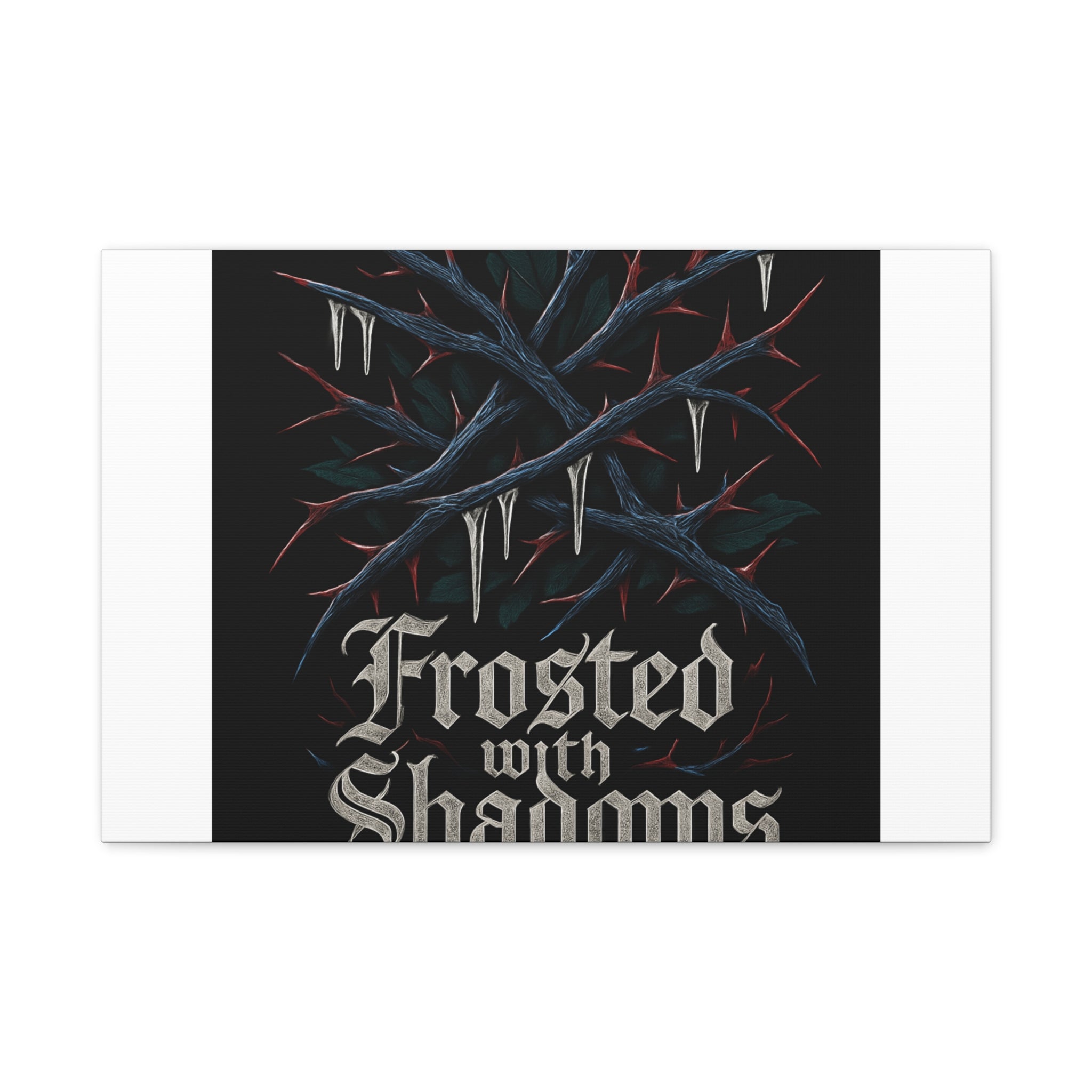Frosted With Shadows Canvas Art — Gothic Winter Icicle Wall Decor