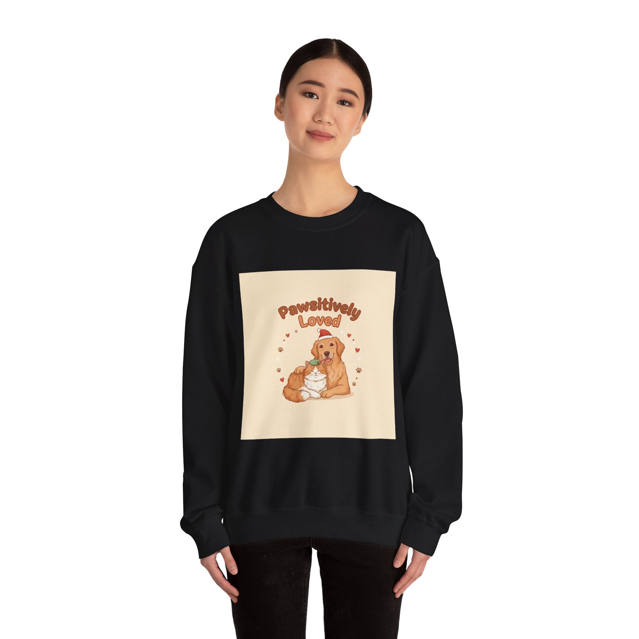 Pawsitively Loved Dog Illustration Sweatshirt | Senior Pet Holiday, Matching Pet Human