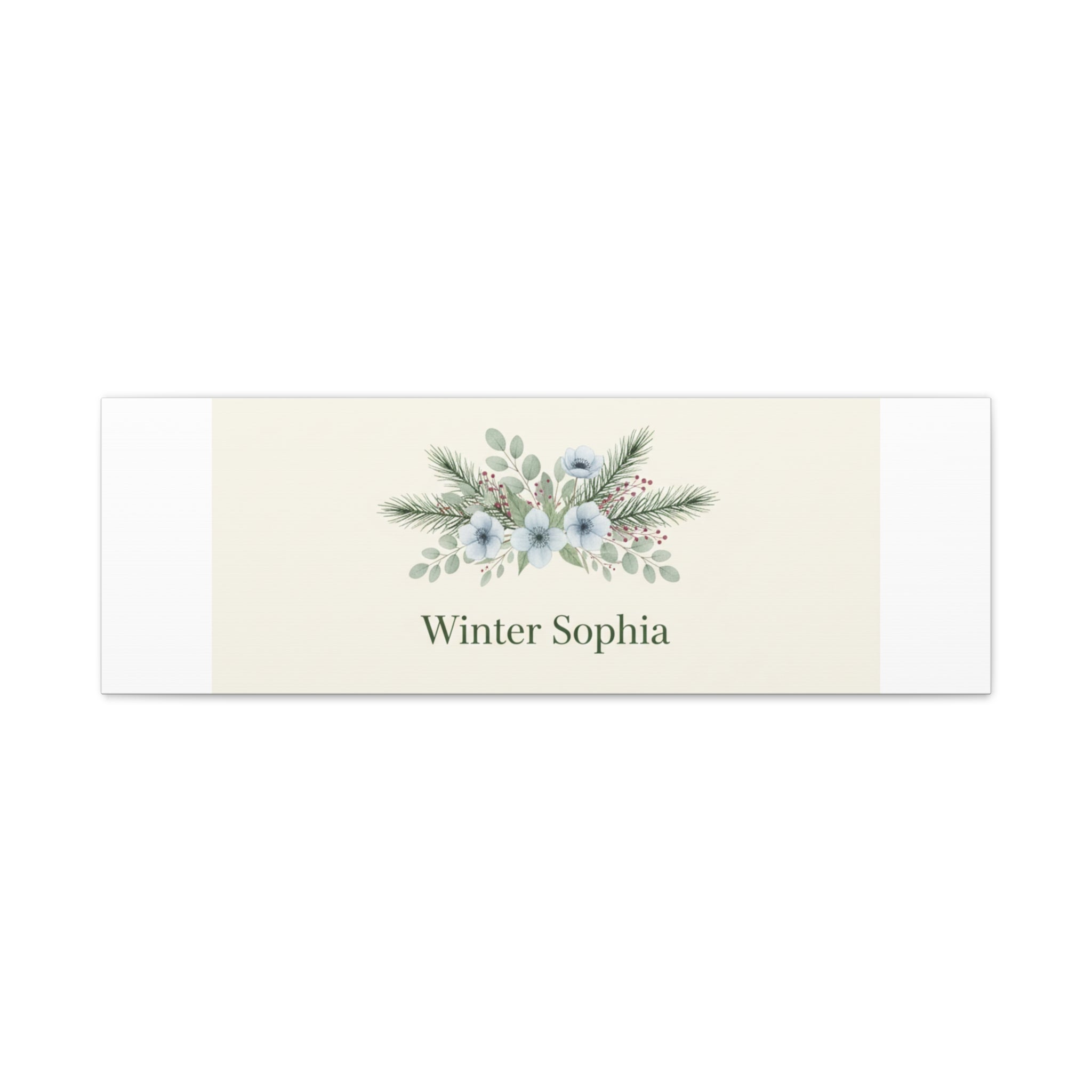 Winter floral wreath Canvas, pine branch botanical art | Minimal winter florals