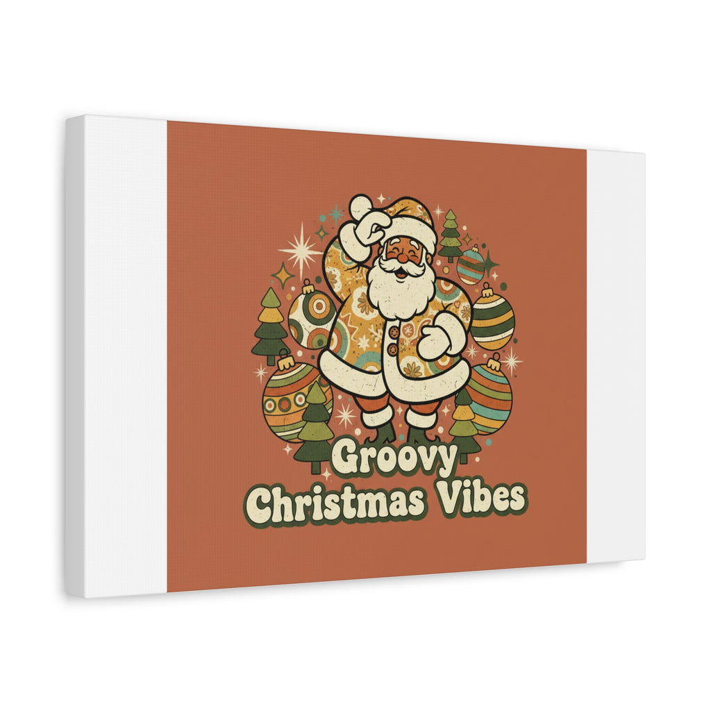 Groovy Christmas Vibes Canvas | 1970s Retro Holiday Art, Vintage Noel