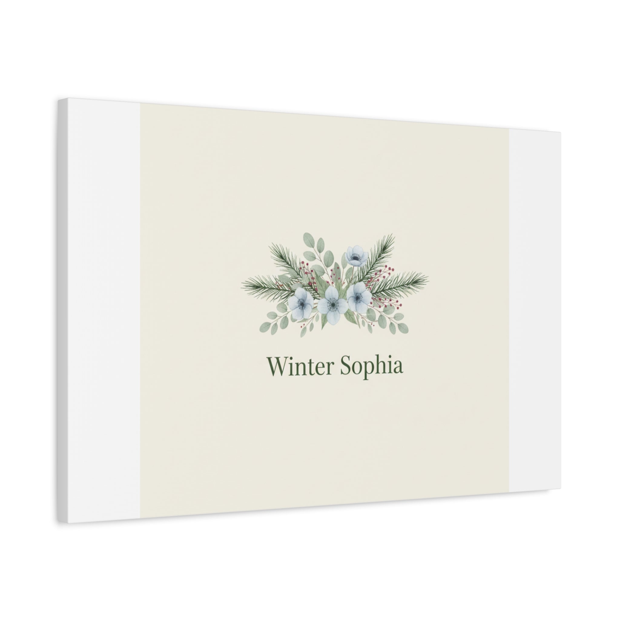 Winter floral wreath Canvas, pine branch botanical art | Minimal winter florals