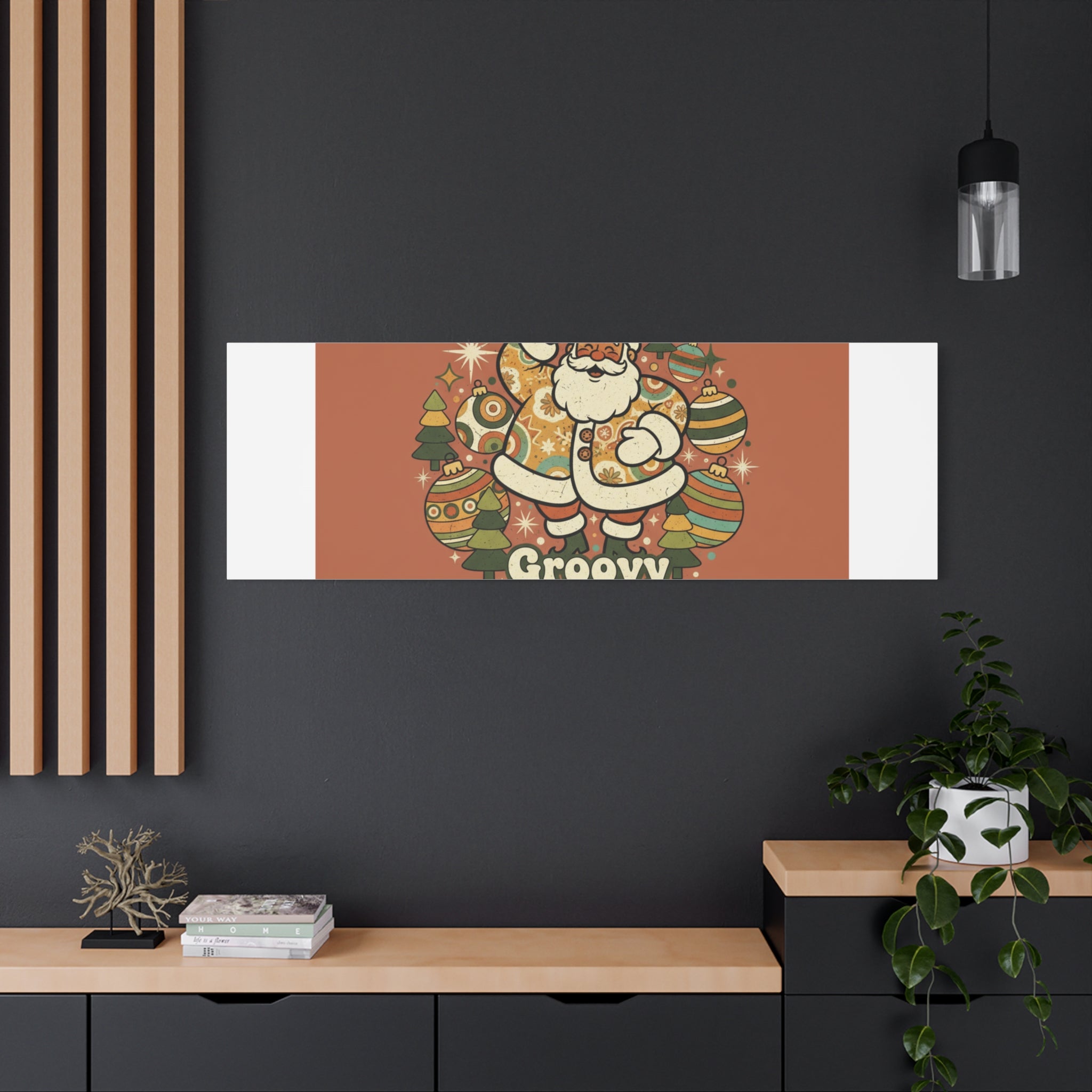 Groovy Christmas Vibes Canvas | 1970s Retro Holiday Art, Vintage Noel