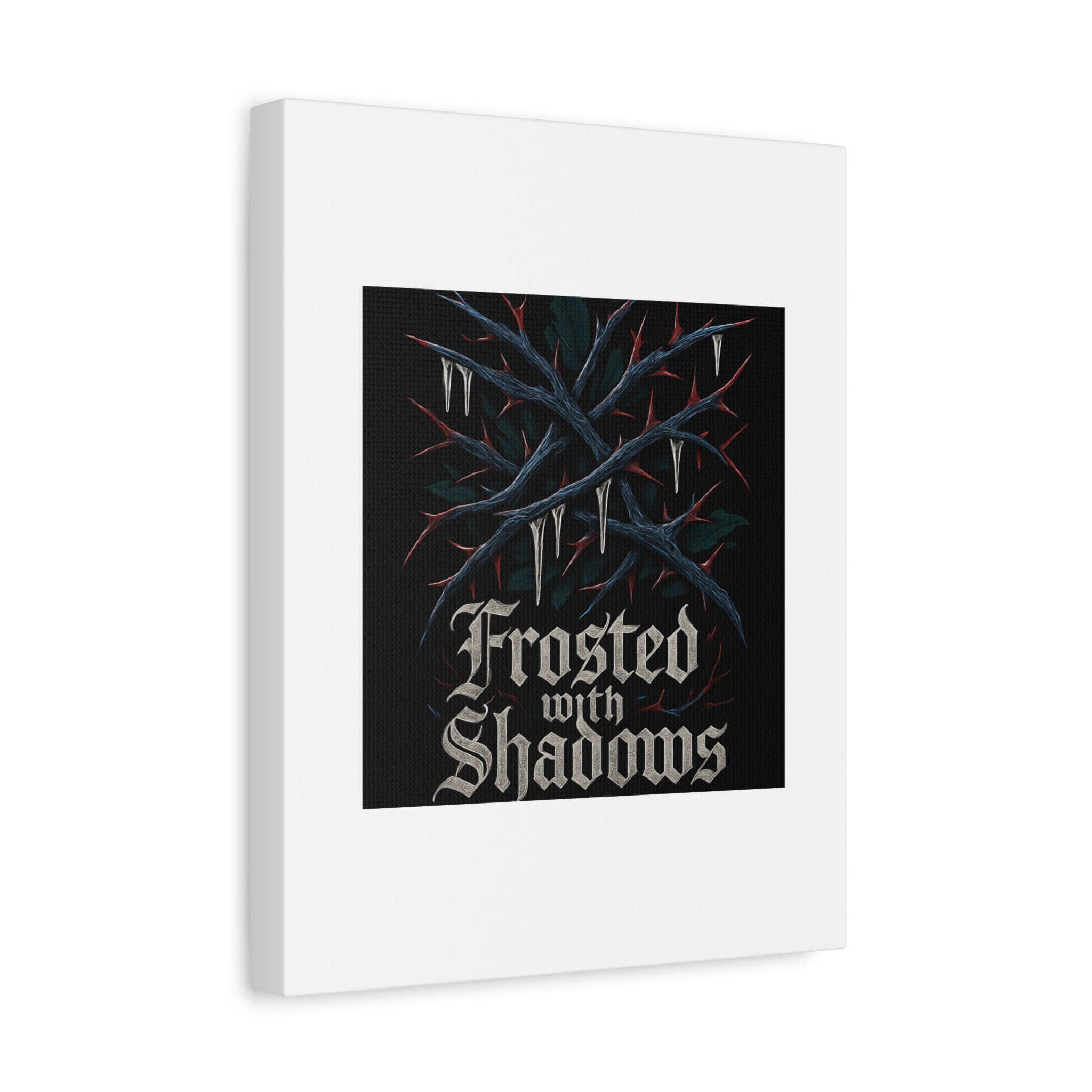 Frosted With Shadows Canvas Art — Gothic Winter Icicle Wall Decor
