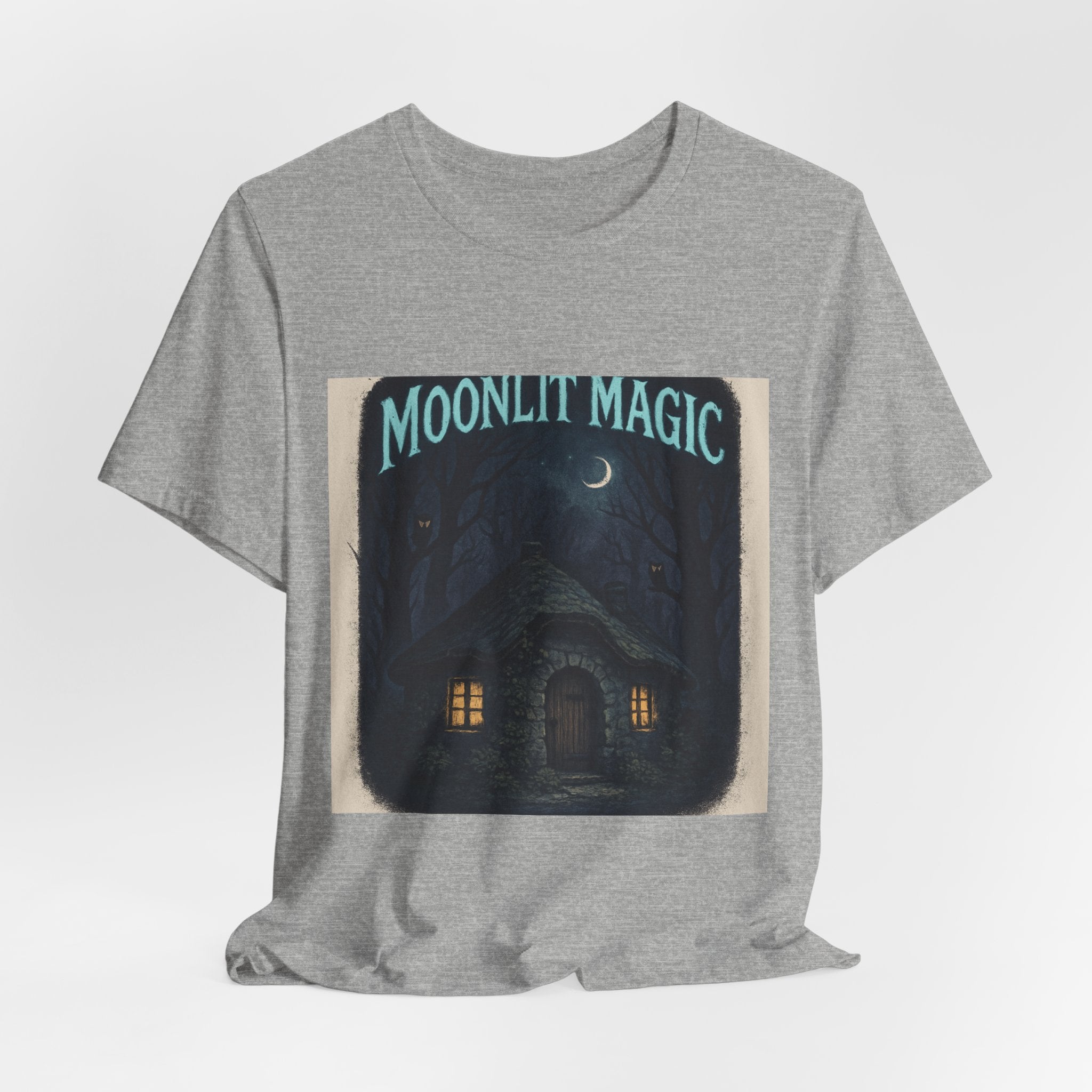 Moonlit Magic Cottage Tee — Night Forest Graphic T-Shirt