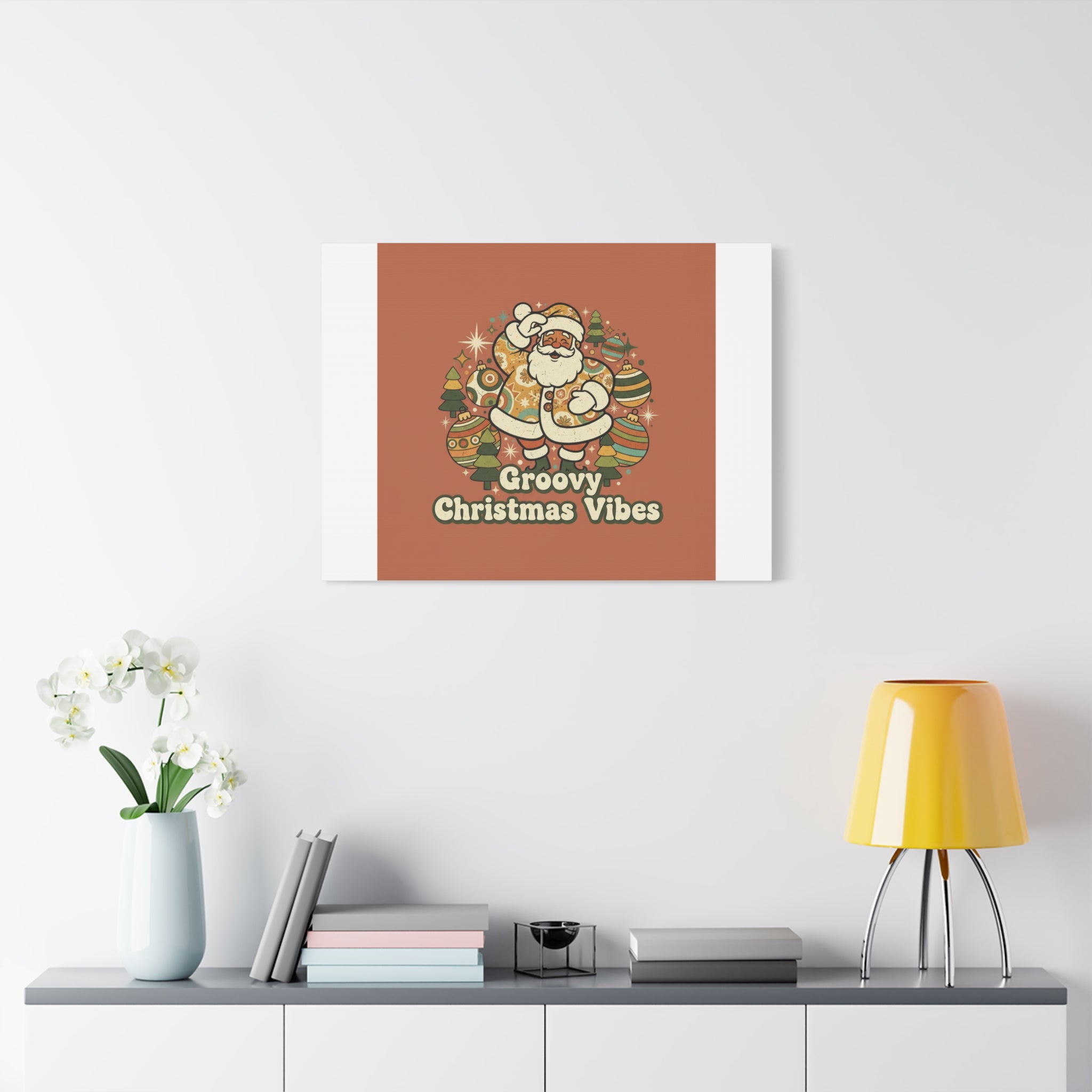 Groovy Christmas Vibes Canvas | 1970s Retro Holiday Art, Vintage Noel