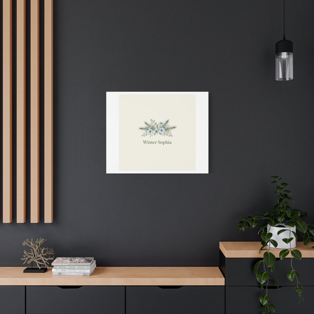 Winter floral wreath Canvas, pine branch botanical art | Minimal winter florals