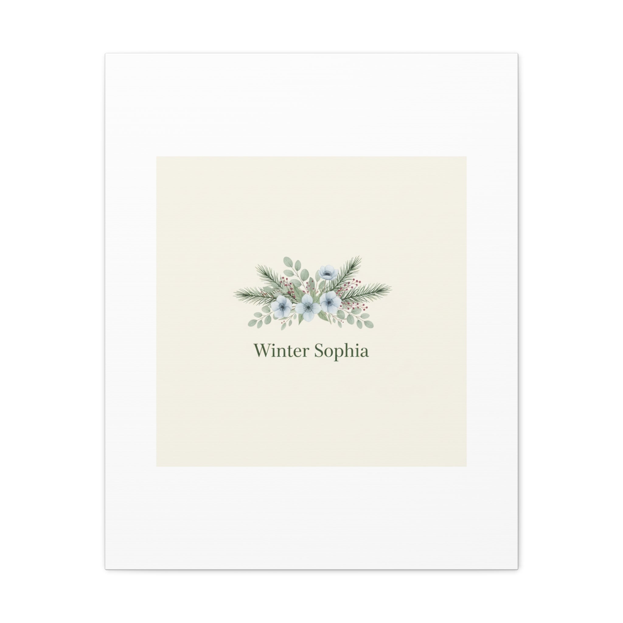 Winter floral wreath Canvas, pine branch botanical art | Minimal winter florals