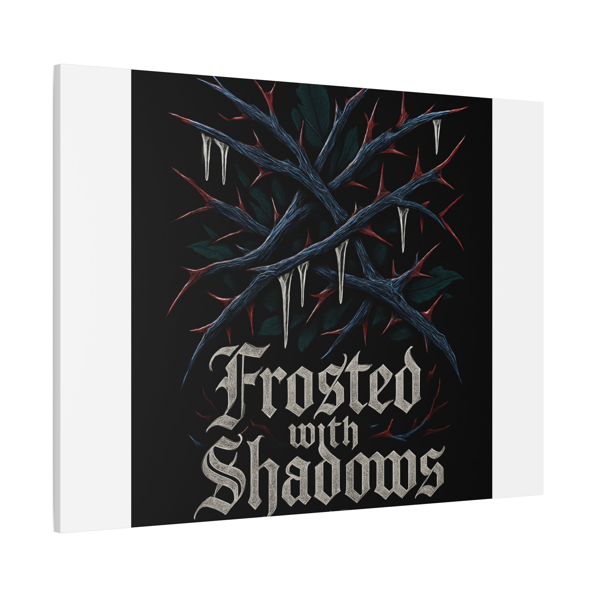 Frosted With Shadows Canvas Art — Gothic Winter Icicle Wall Decor