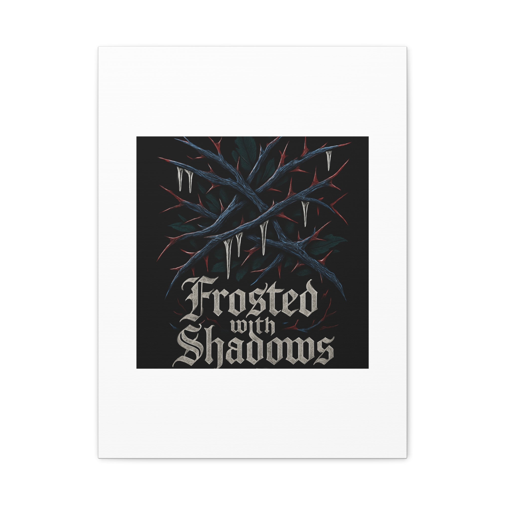 Frosted With Shadows Canvas Art — Gothic Winter Icicle Wall Decor