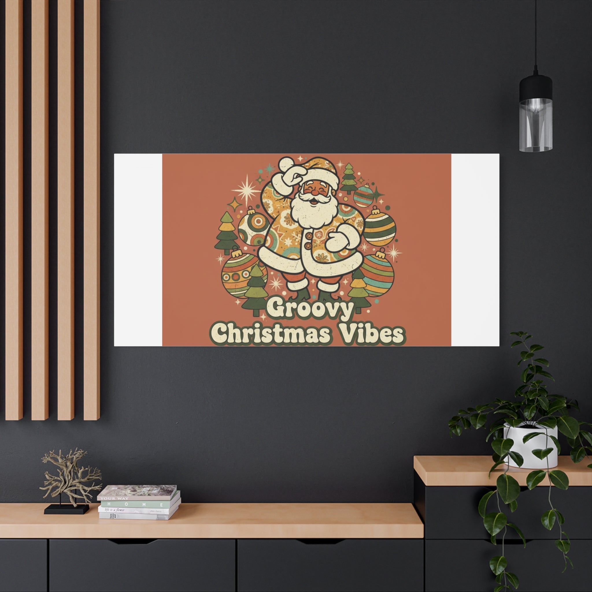 Groovy Christmas Vibes Canvas | 1970s Retro Holiday Art, Vintage Noel