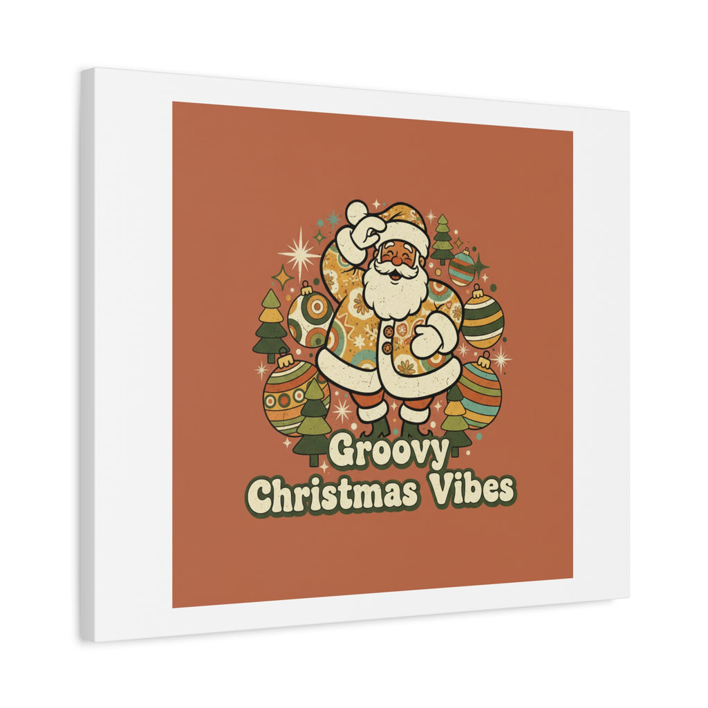 Groovy Christmas Vibes Canvas | 1970s Retro Holiday Art, Vintage Noel
