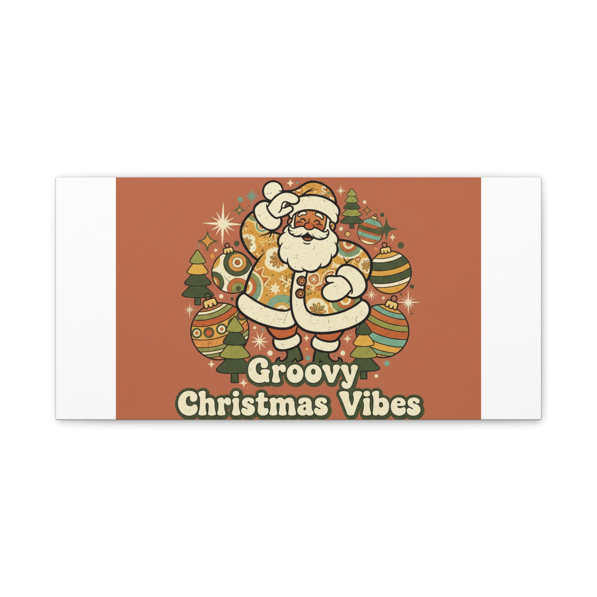 Groovy Christmas Vibes Canvas | 1970s Retro Holiday Art, Vintage Noel