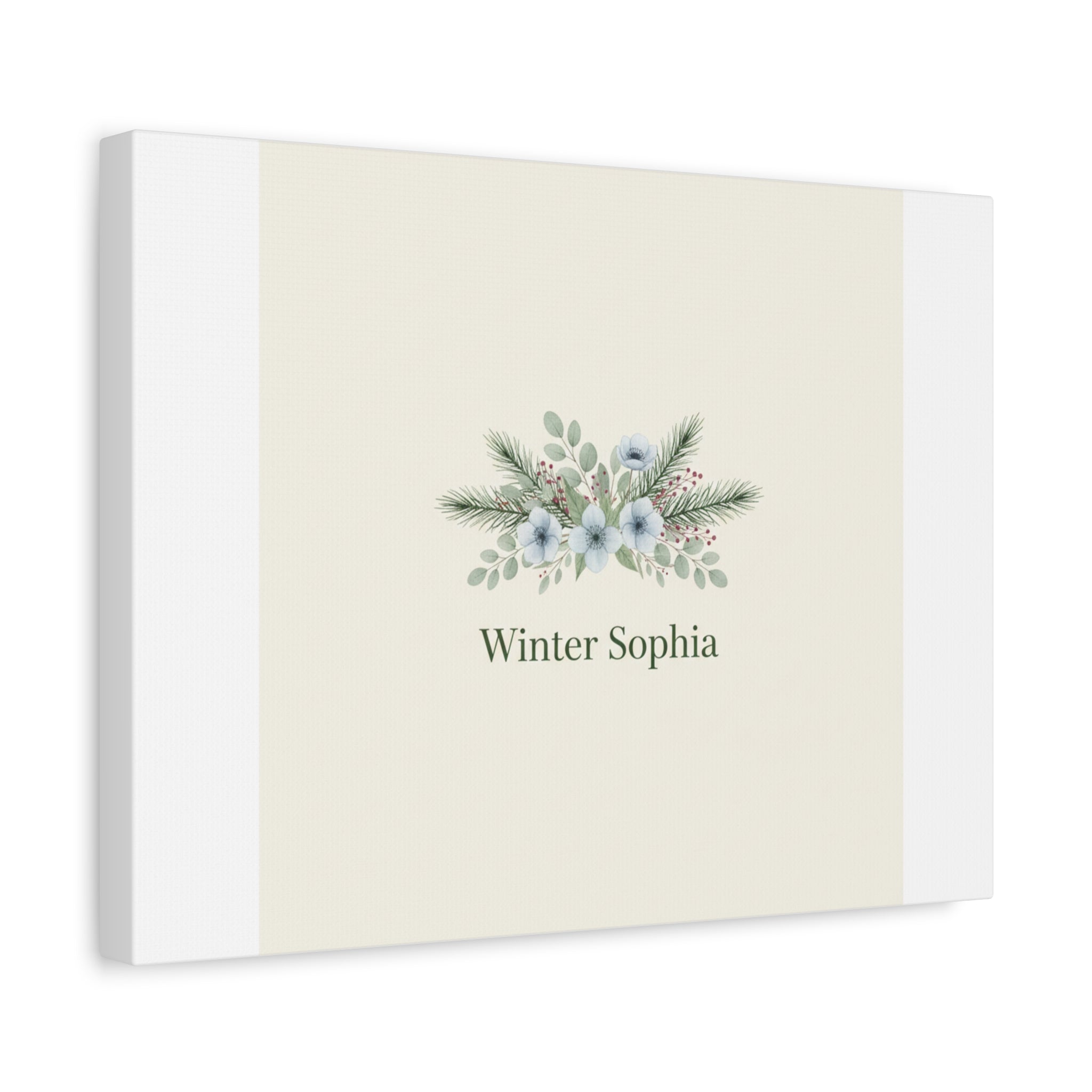 Winter floral wreath Canvas, pine branch botanical art | Minimal winter florals