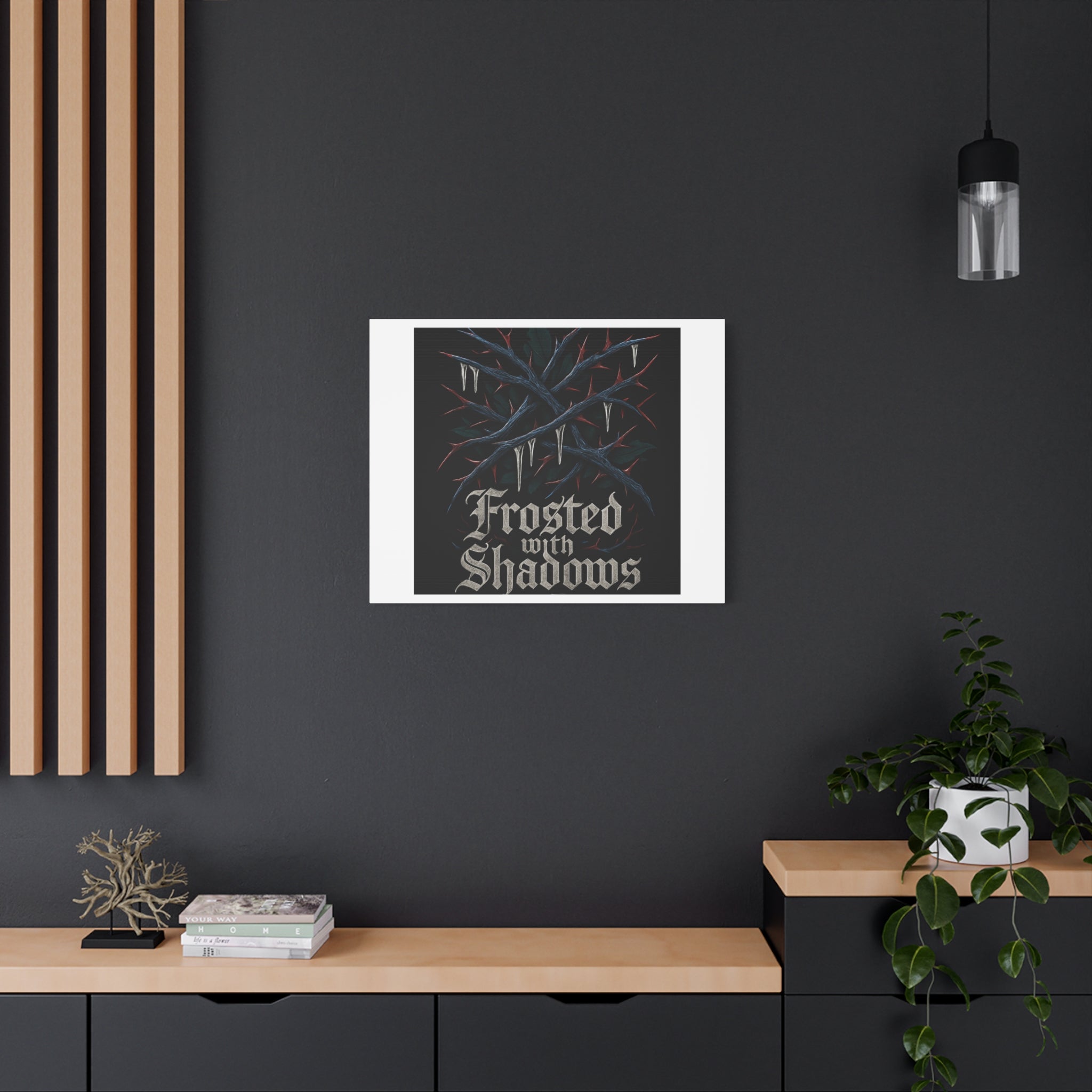 Frosted With Shadows Canvas Art — Gothic Winter Icicle Wall Decor