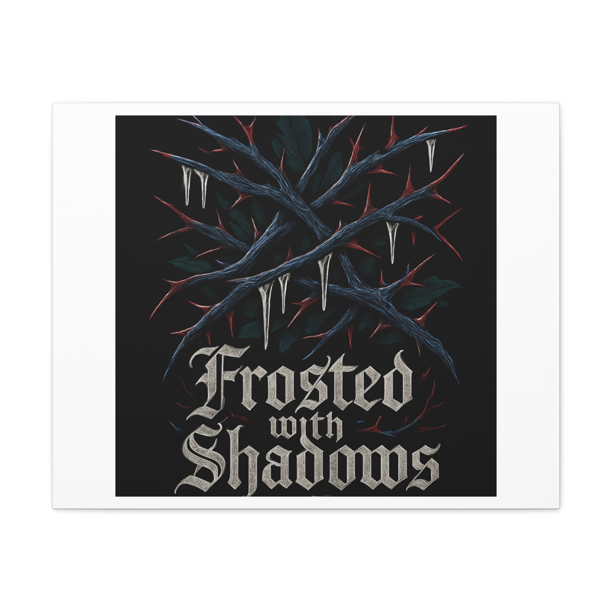 Frosted With Shadows Canvas Art — Gothic Winter Icicle Wall Decor