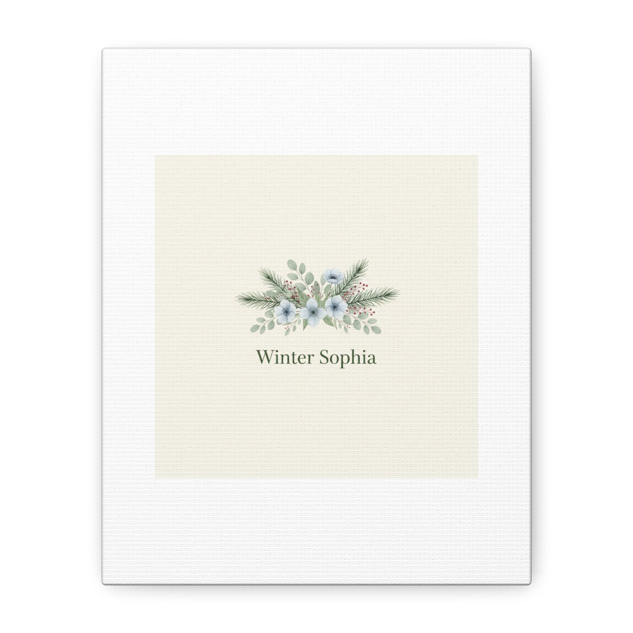 Winter floral wreath Canvas, pine branch botanical art | Minimal winter florals