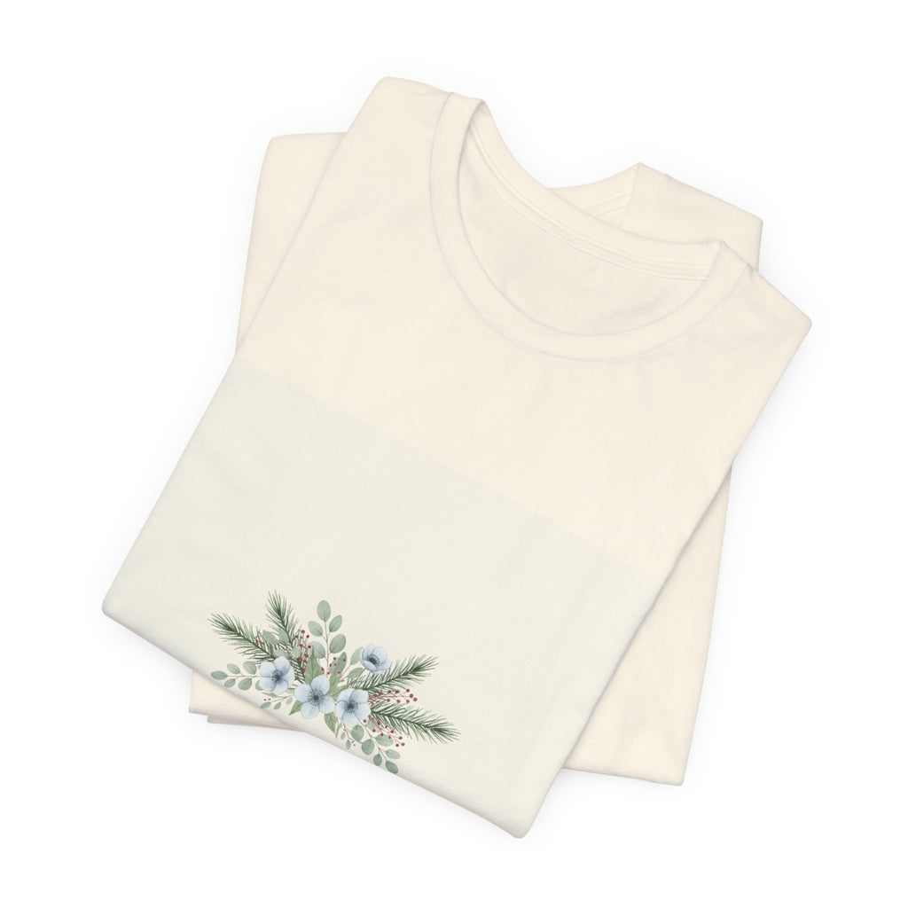 Winter botanical wreath Tee | minimal winter florals, pine branch design