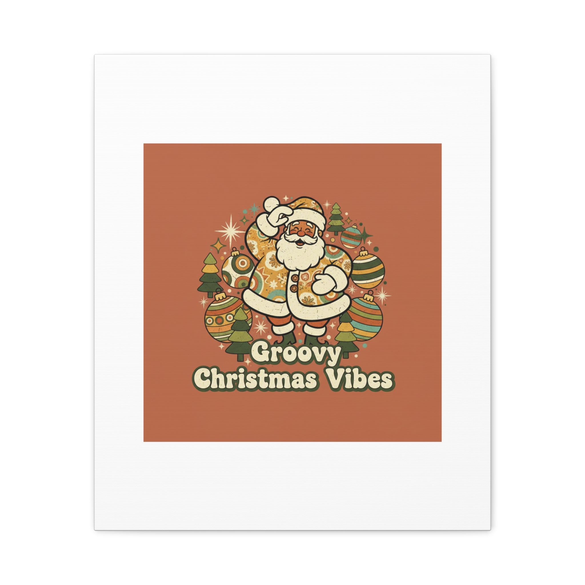 Groovy Christmas Vibes Canvas | 1970s Retro Holiday Art, Vintage Noel