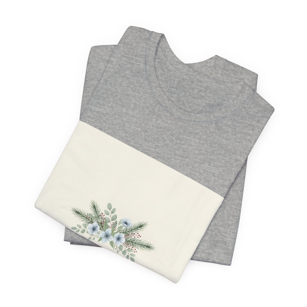 Winter botanical wreath Tee | minimal winter florals, pine branch design