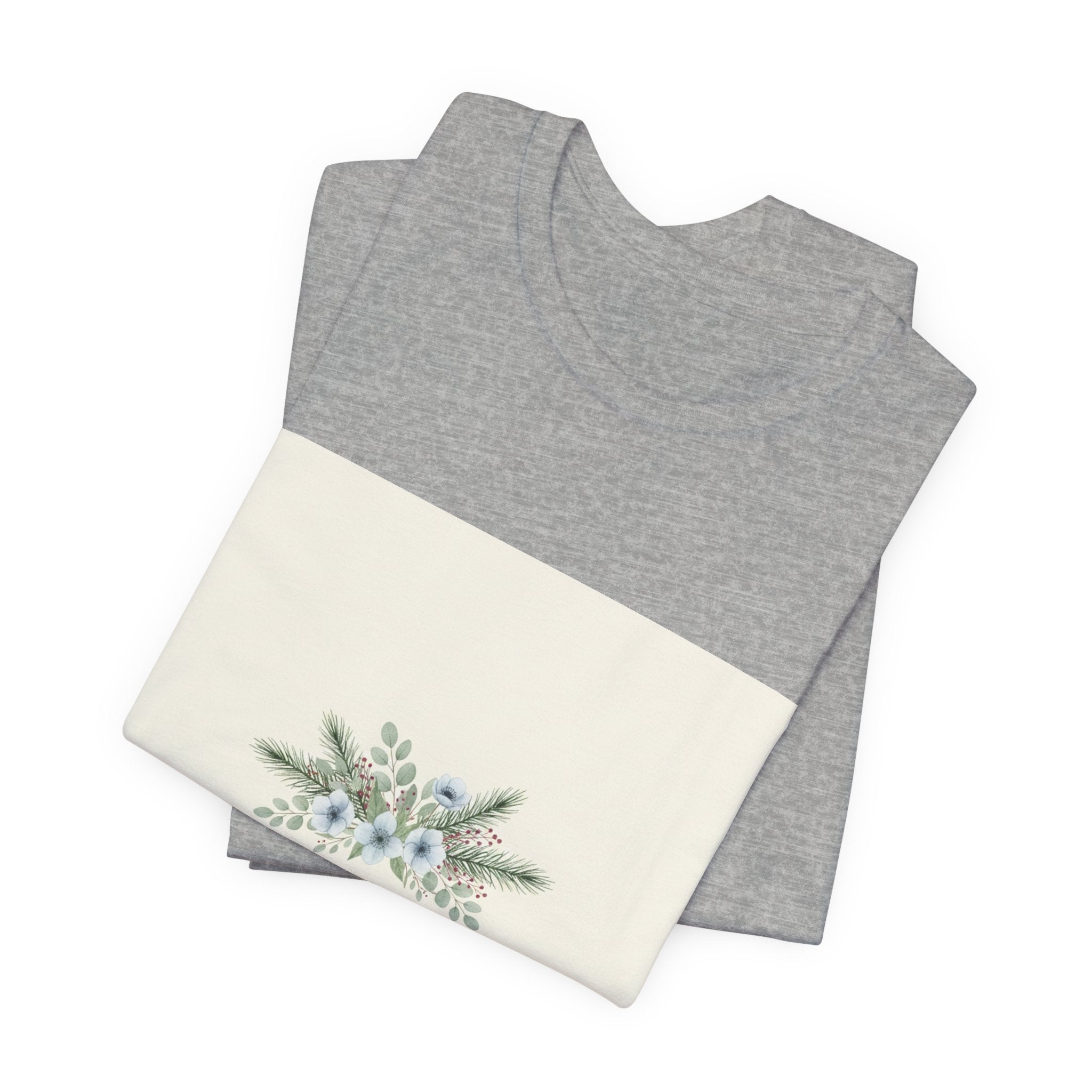 Winter botanical wreath Tee | minimal winter florals, pine branch design