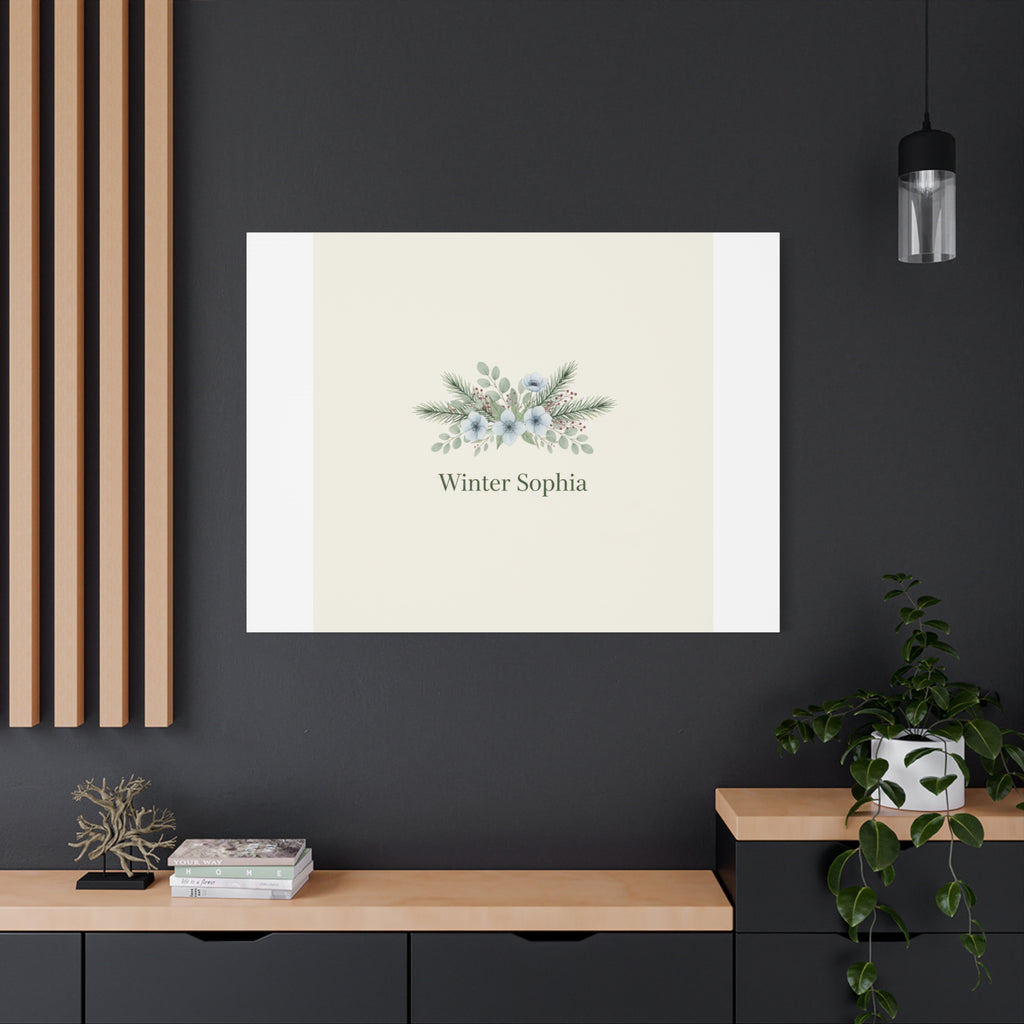 Winter floral wreath Canvas, pine branch botanical art | Minimal winter florals