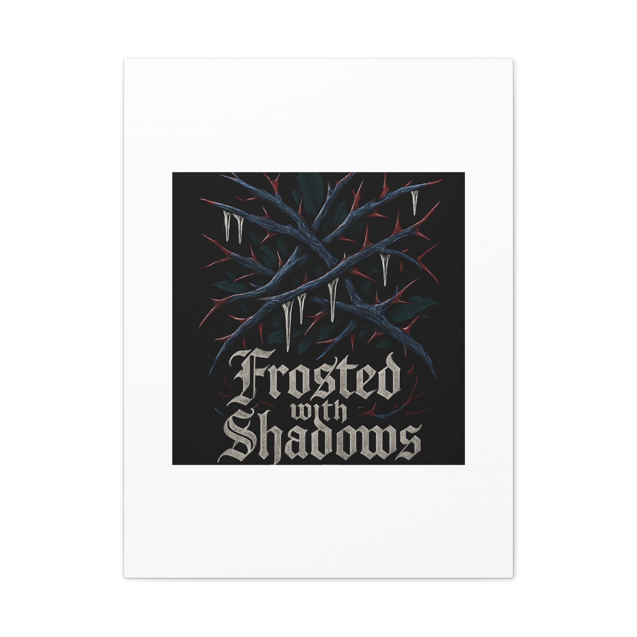 Frosted With Shadows Canvas Art — Gothic Winter Icicle Wall Decor