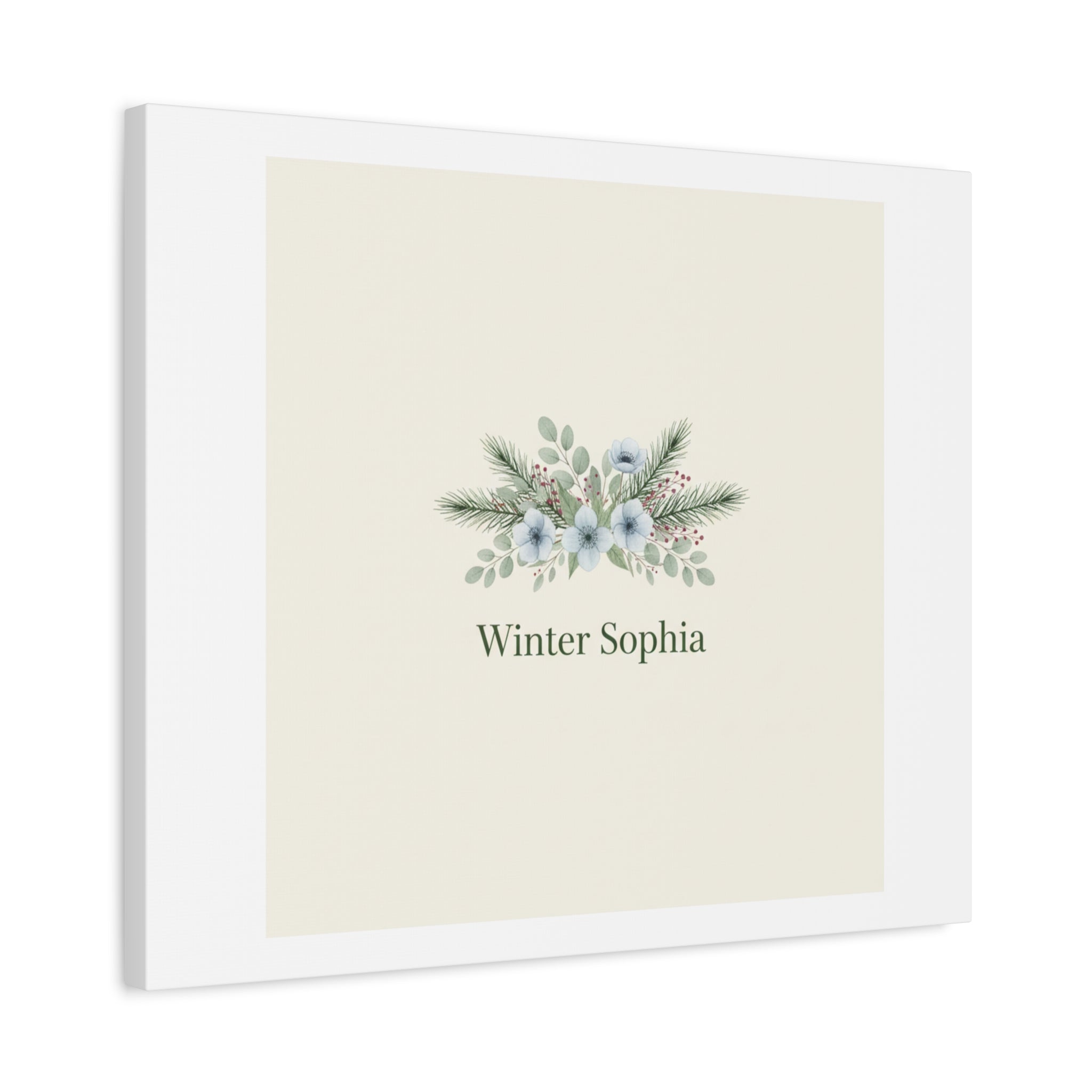 Winter floral wreath Canvas, pine branch botanical art | Minimal winter florals