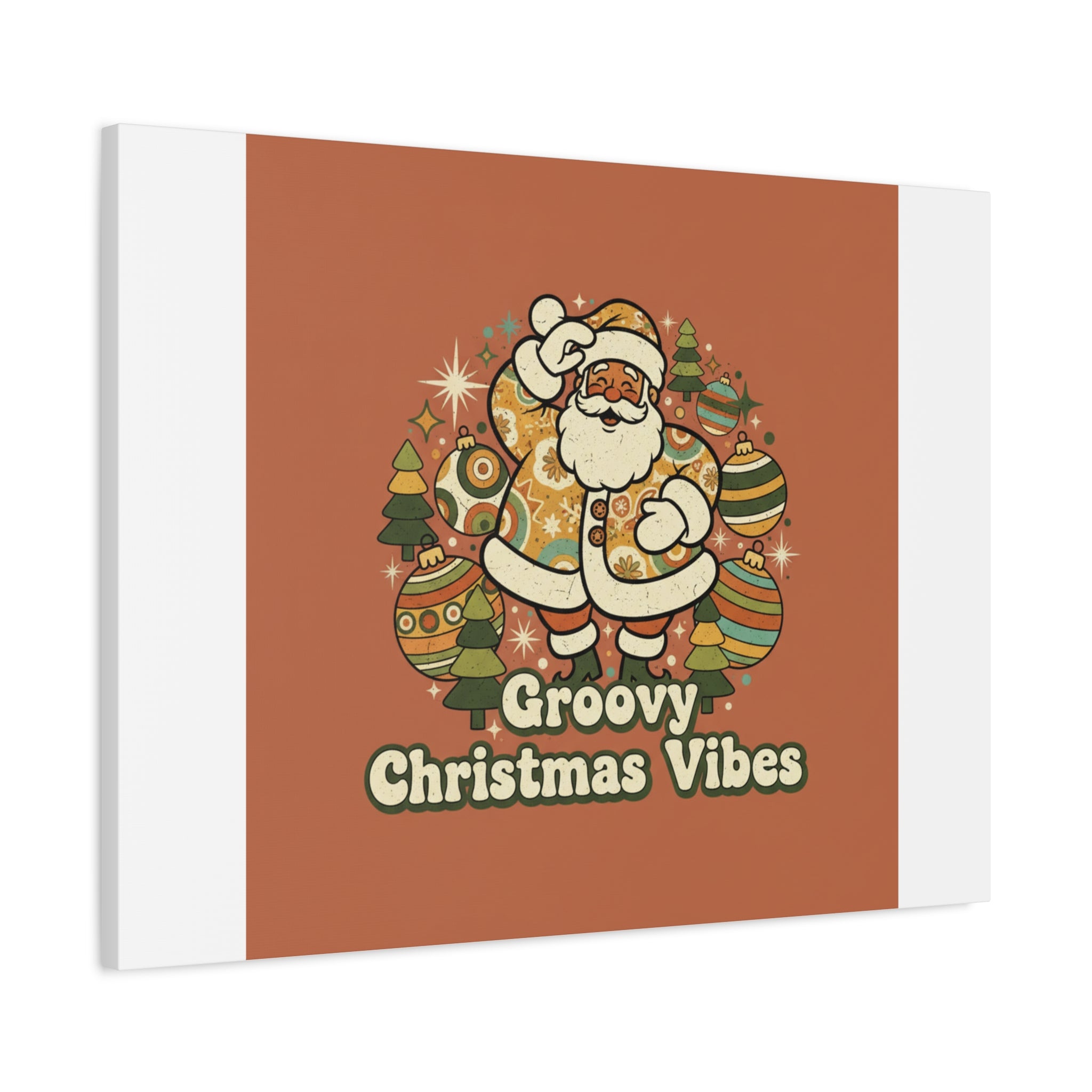 Groovy Christmas Vibes Canvas | 1970s Retro Holiday Art, Vintage Noel