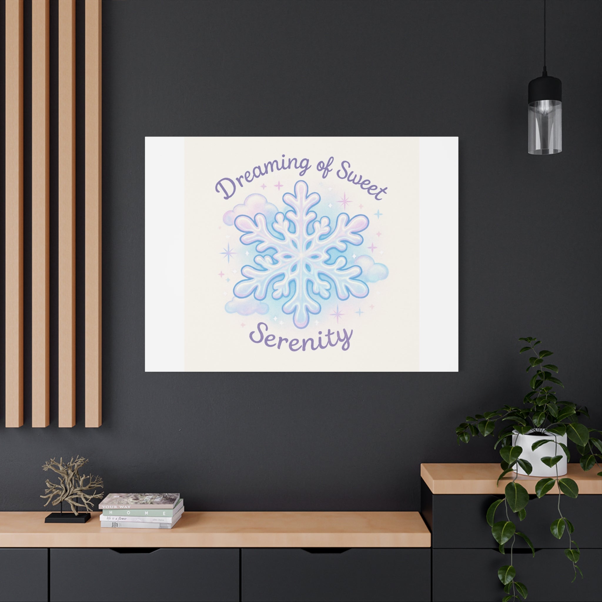 Canvas Wall Art - "Dreaming of Sweet Serenity" Snowflake Illustration