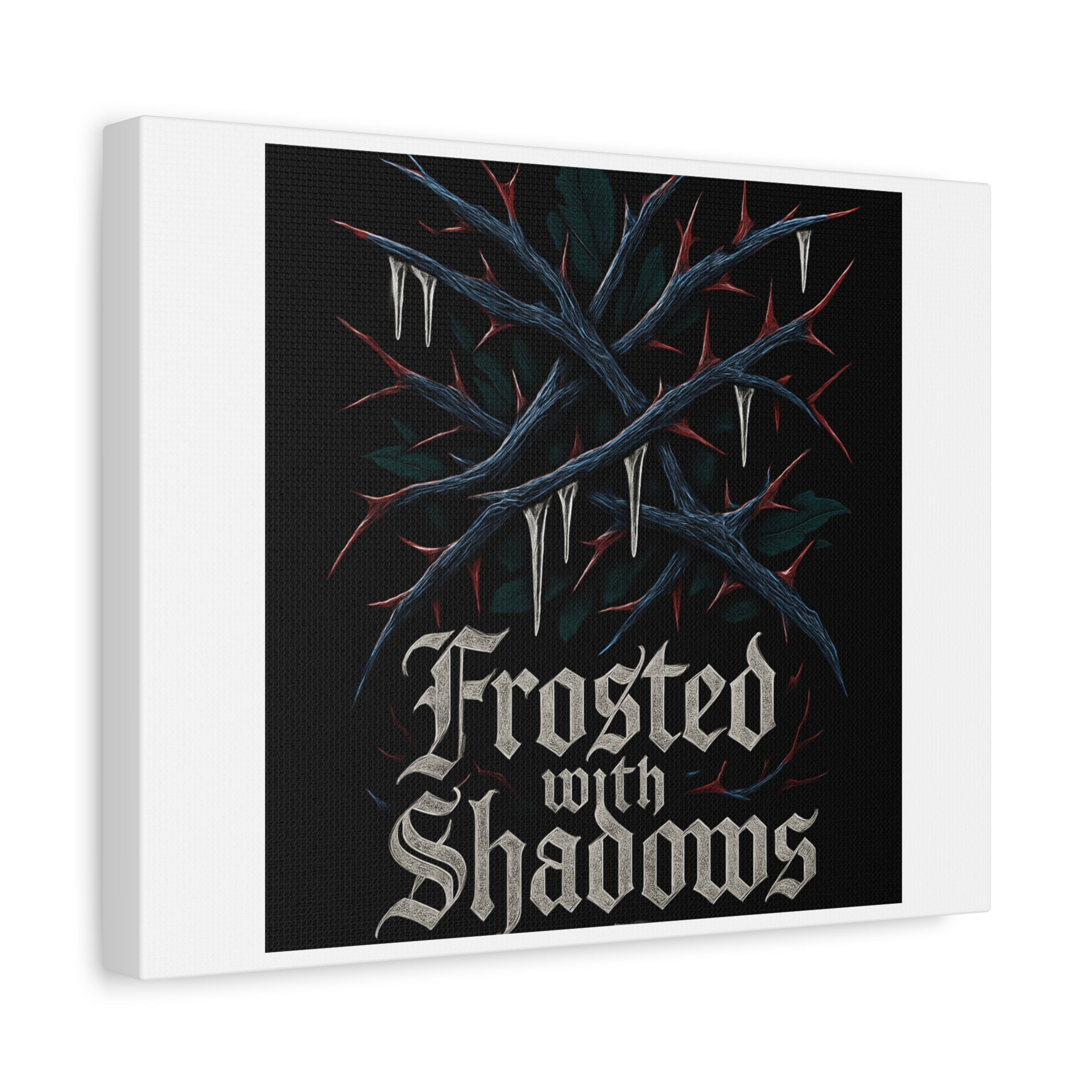 Frosted With Shadows Canvas Art — Gothic Winter Icicle Wall Decor