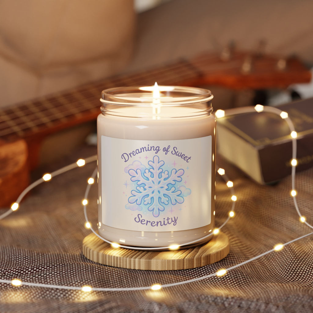 Soy Candle — "Dreaming of Sweet Serenity" Snowflake Scented Jar (9 oz)