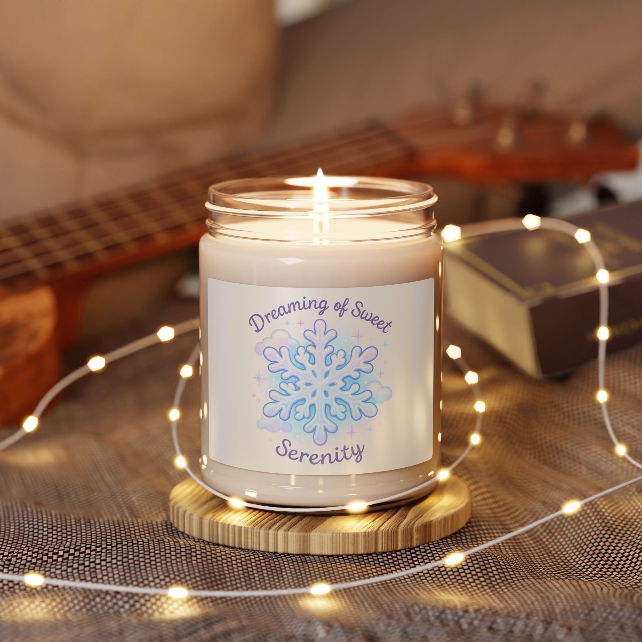 Soy Candle — "Dreaming of Sweet Serenity" Snowflake Scented Jar (9 oz)