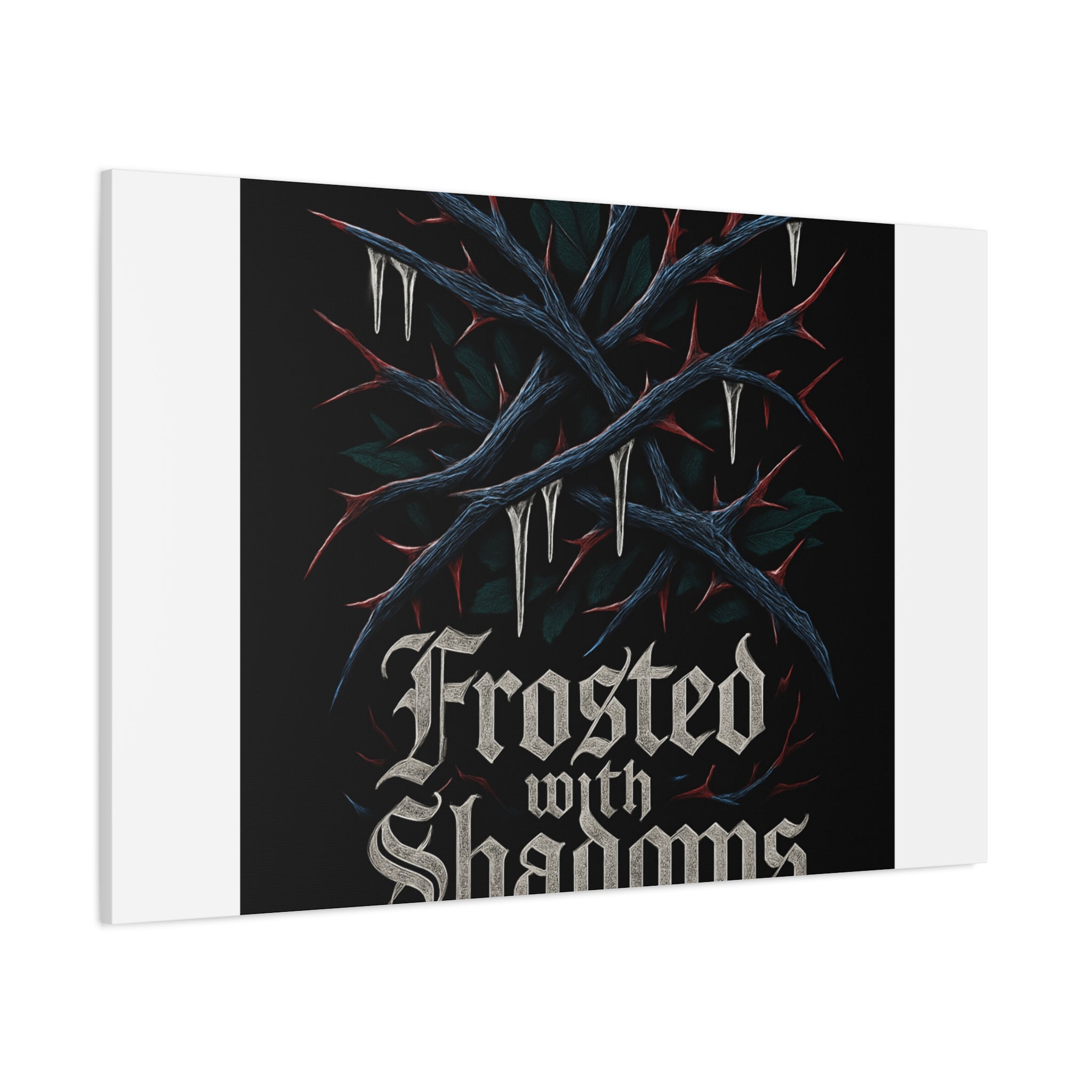 Frosted With Shadows Canvas Art — Gothic Winter Icicle Wall Decor