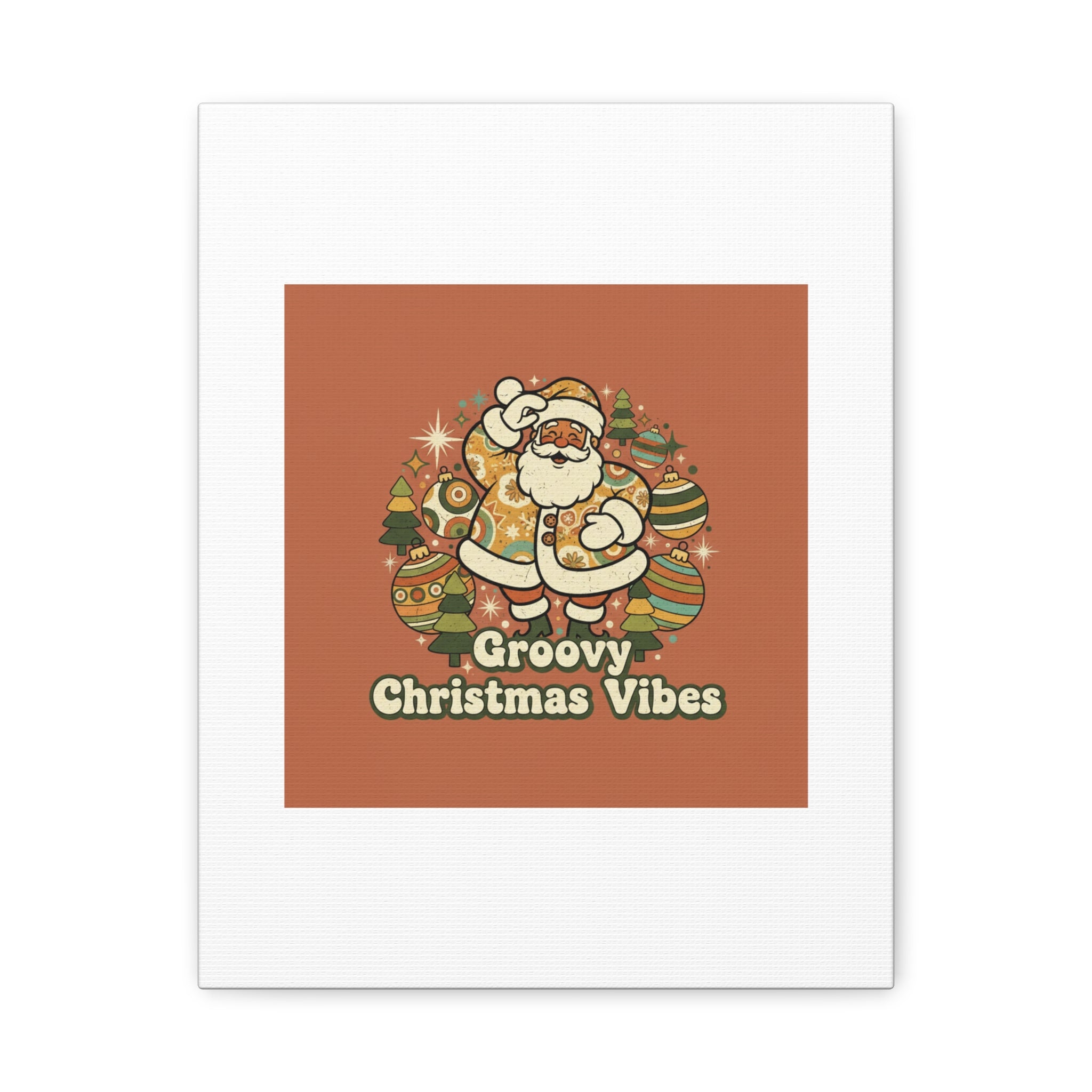 Groovy Christmas Vibes Canvas | 1970s Retro Holiday Art, Vintage Noel
