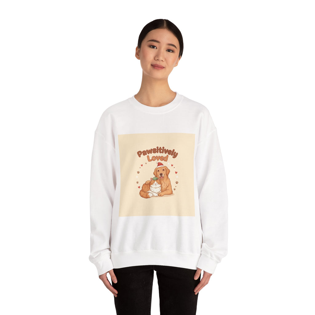 Pawsitively Loved Dog Illustration Sweatshirt | Senior Pet Holiday, Matching Pet Human