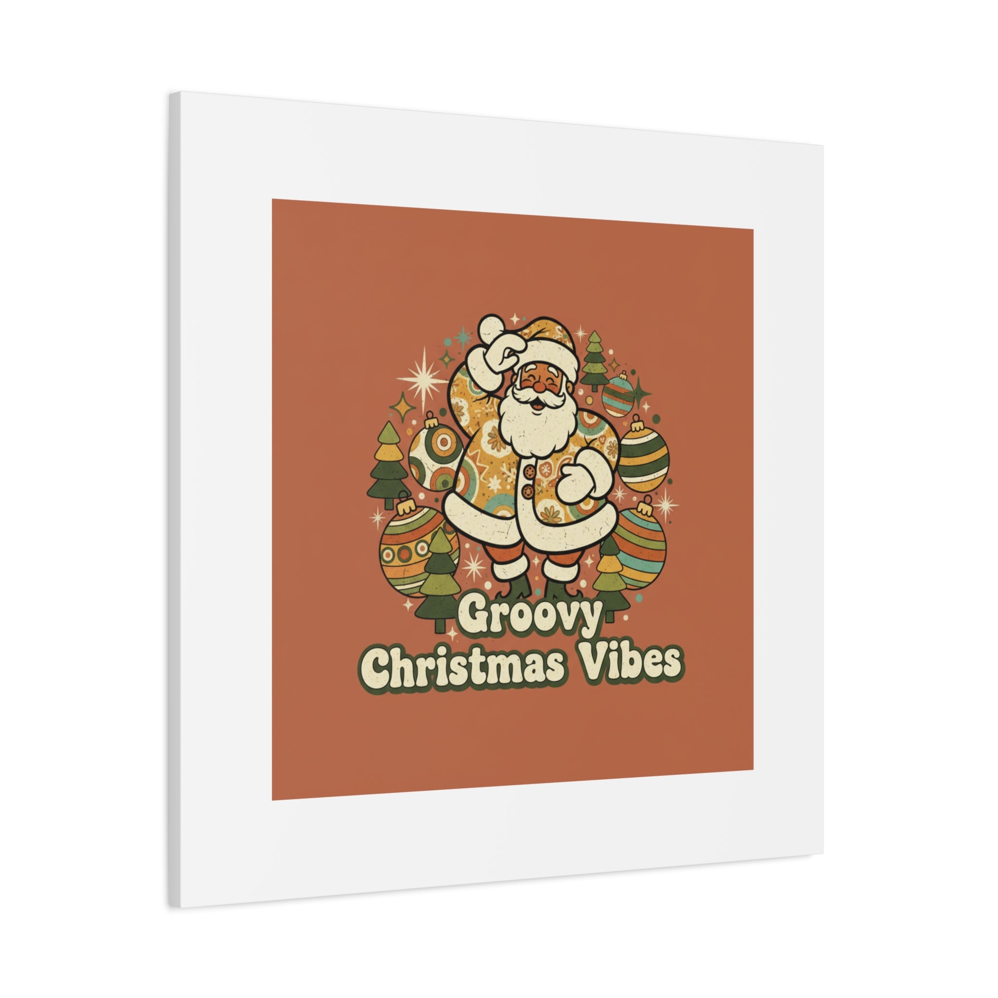 Groovy Christmas Vibes Canvas | 1970s Retro Holiday Art, Vintage Noel