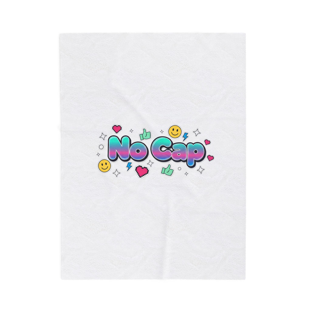 No Cap Graphic Velveteen Plush Blanket | Gen-Z Slang, Internet Lingo