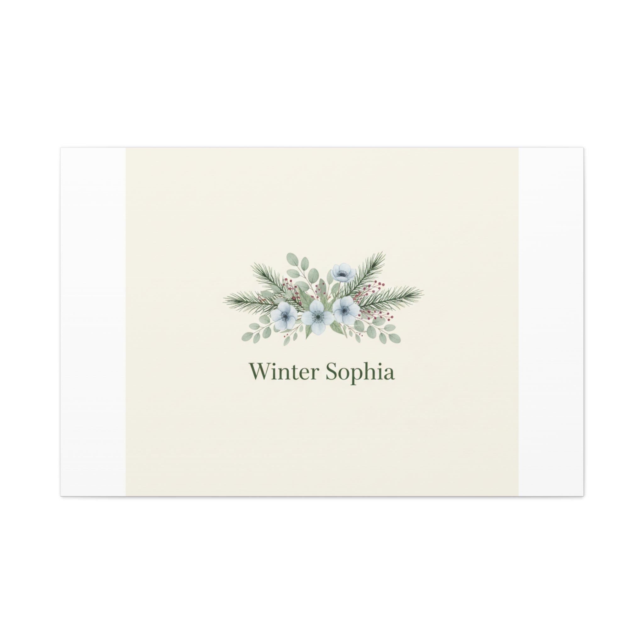 Winter floral wreath Canvas, pine branch botanical art | Minimal winter florals