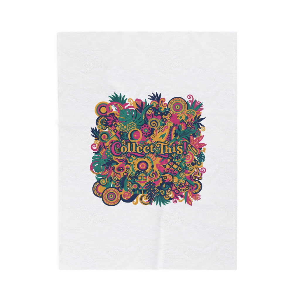 Collect This! Maximalist Floral Collage Velveteen Plush Blanket | bold floral stripes, boho collage print