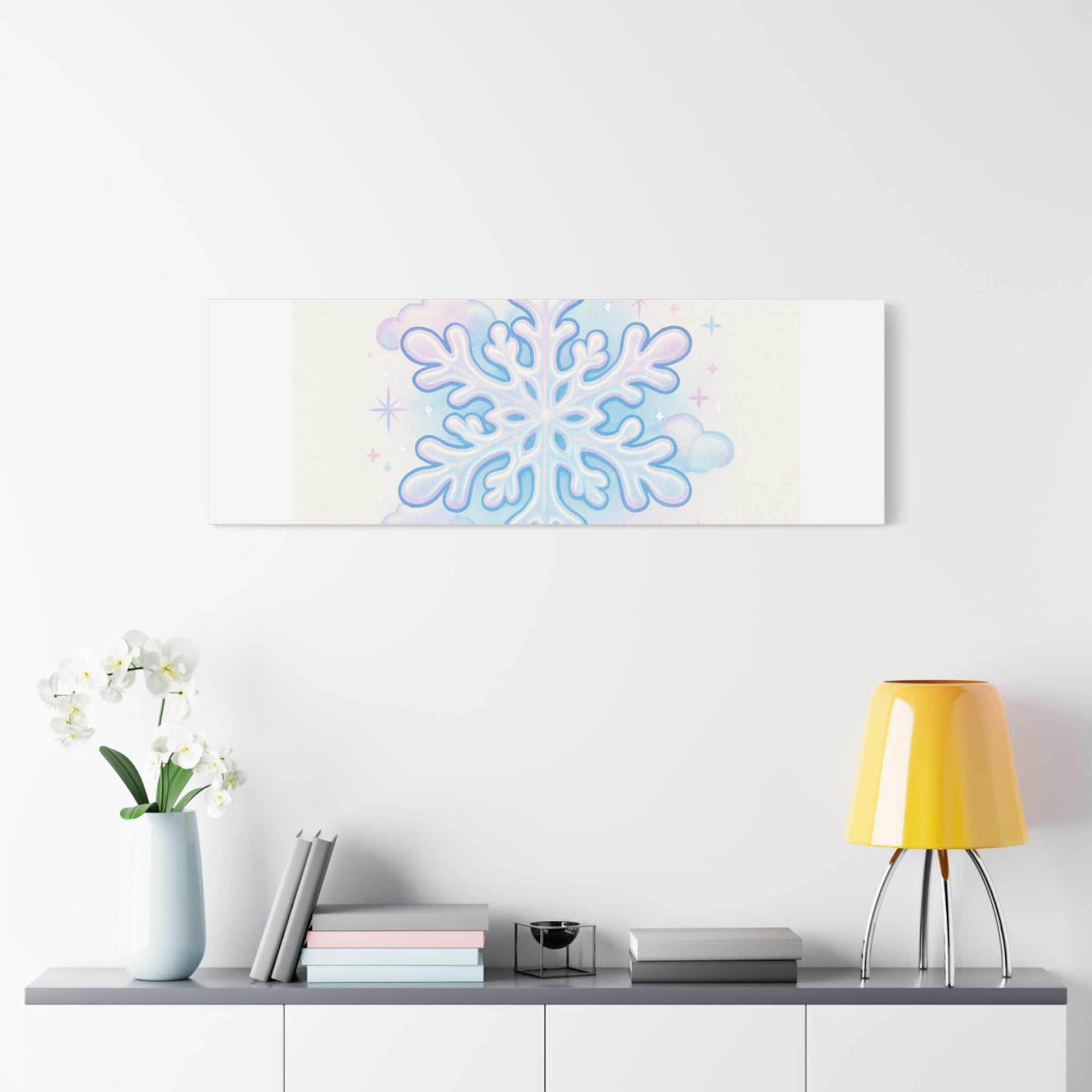 Canvas Wall Art - "Dreaming of Sweet Serenity" Snowflake Illustration