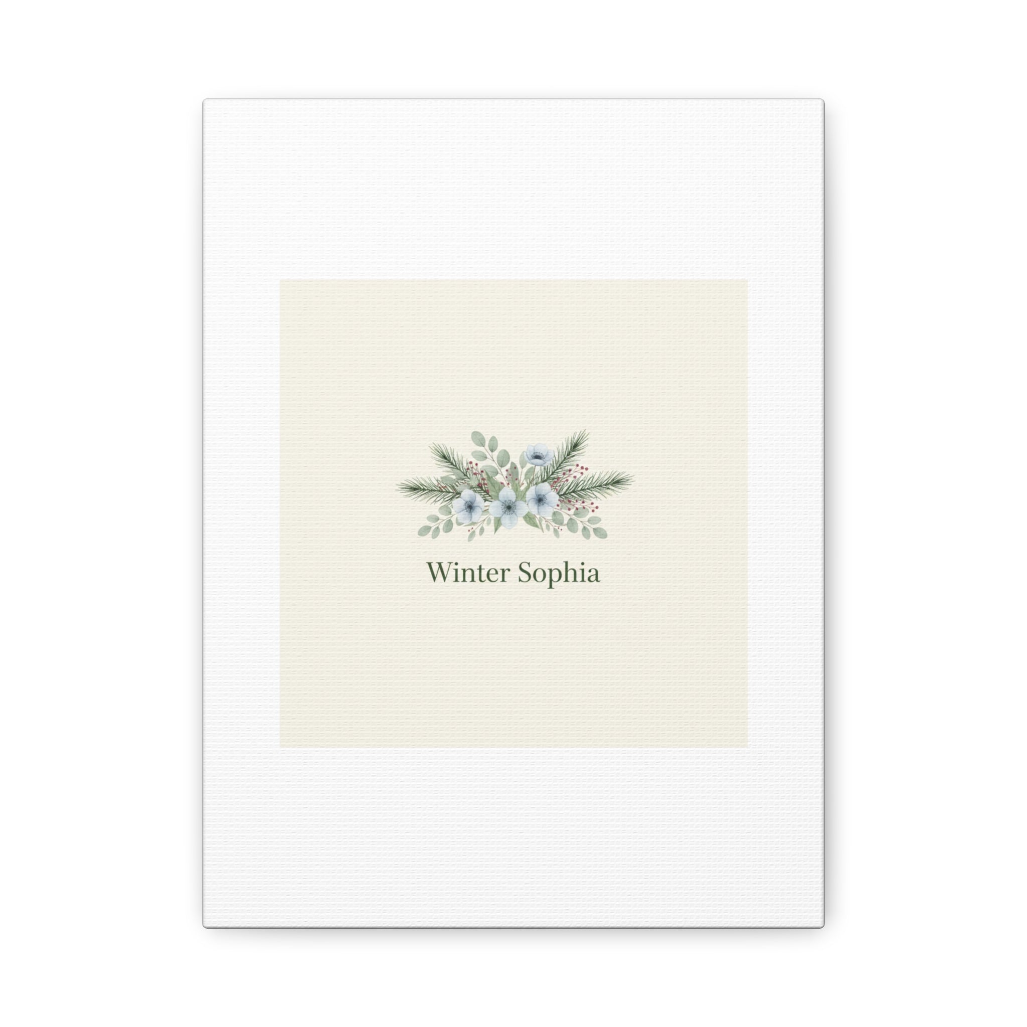 Winter floral wreath Canvas, pine branch botanical art | Minimal winter florals