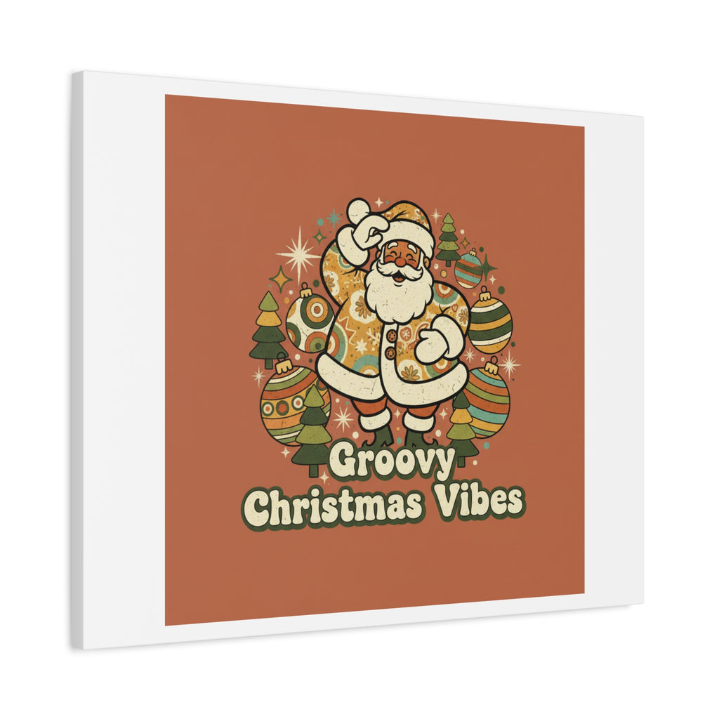 Groovy Christmas Vibes Canvas | 1970s Retro Holiday Art, Vintage Noel