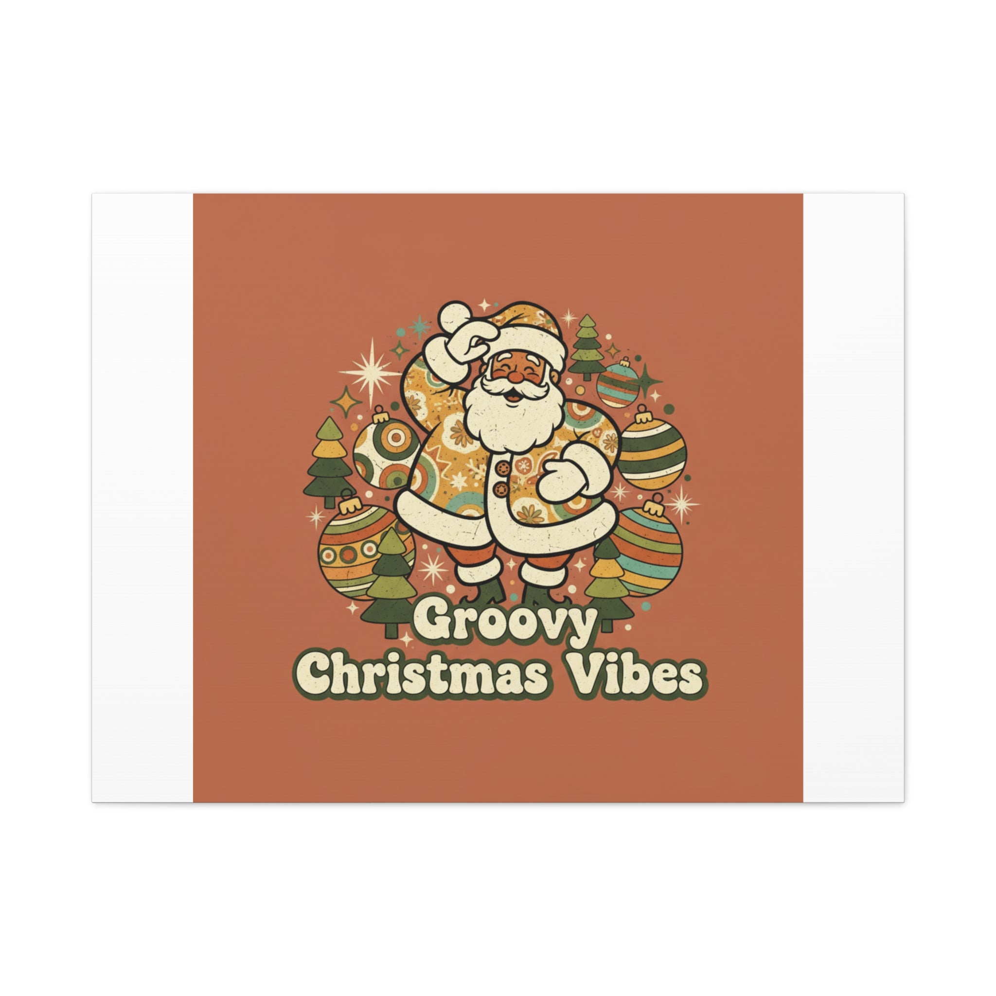 Groovy Christmas Vibes Canvas | 1970s Retro Holiday Art, Vintage Noel