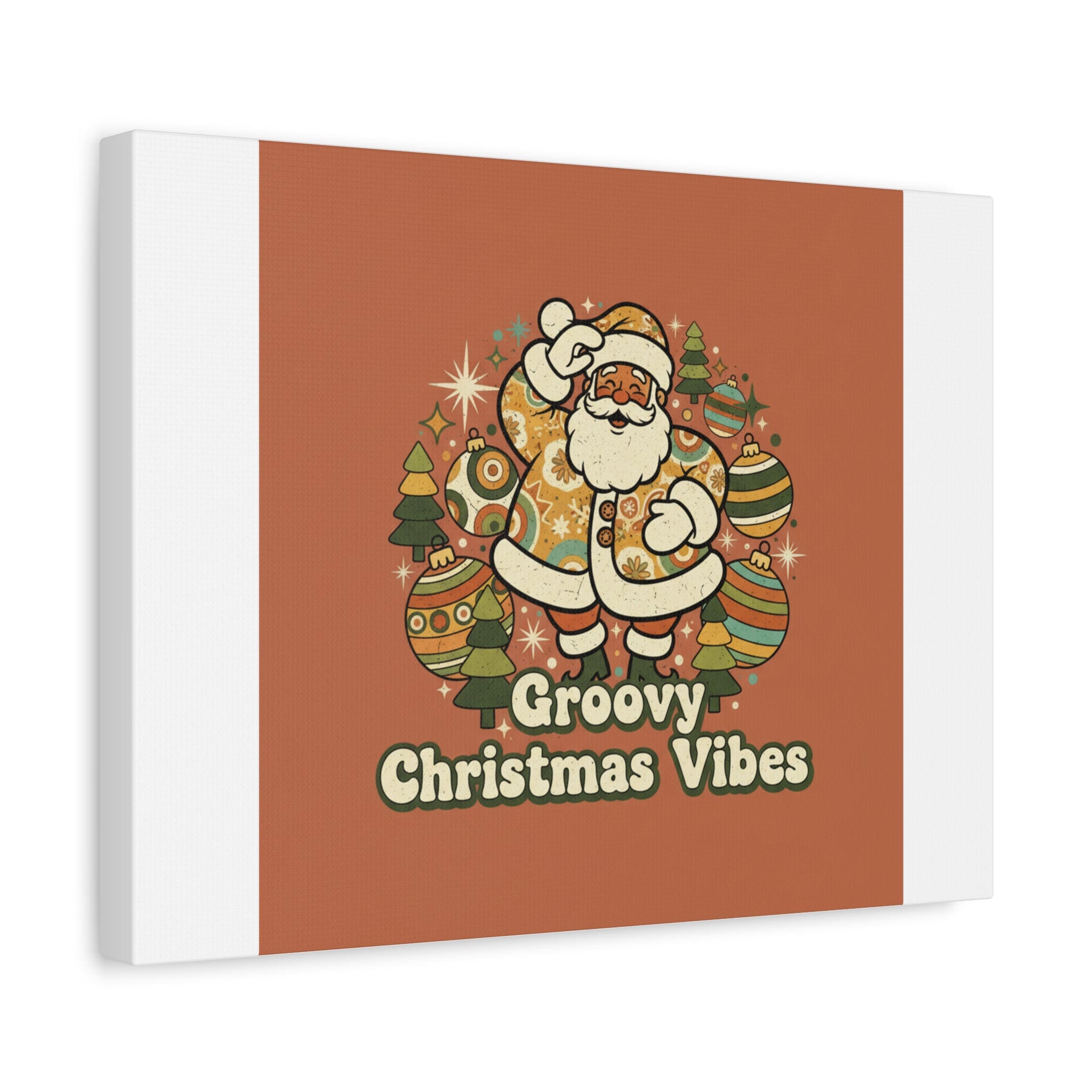 Groovy Christmas Vibes Canvas | 1970s Retro Holiday Art, Vintage Noel