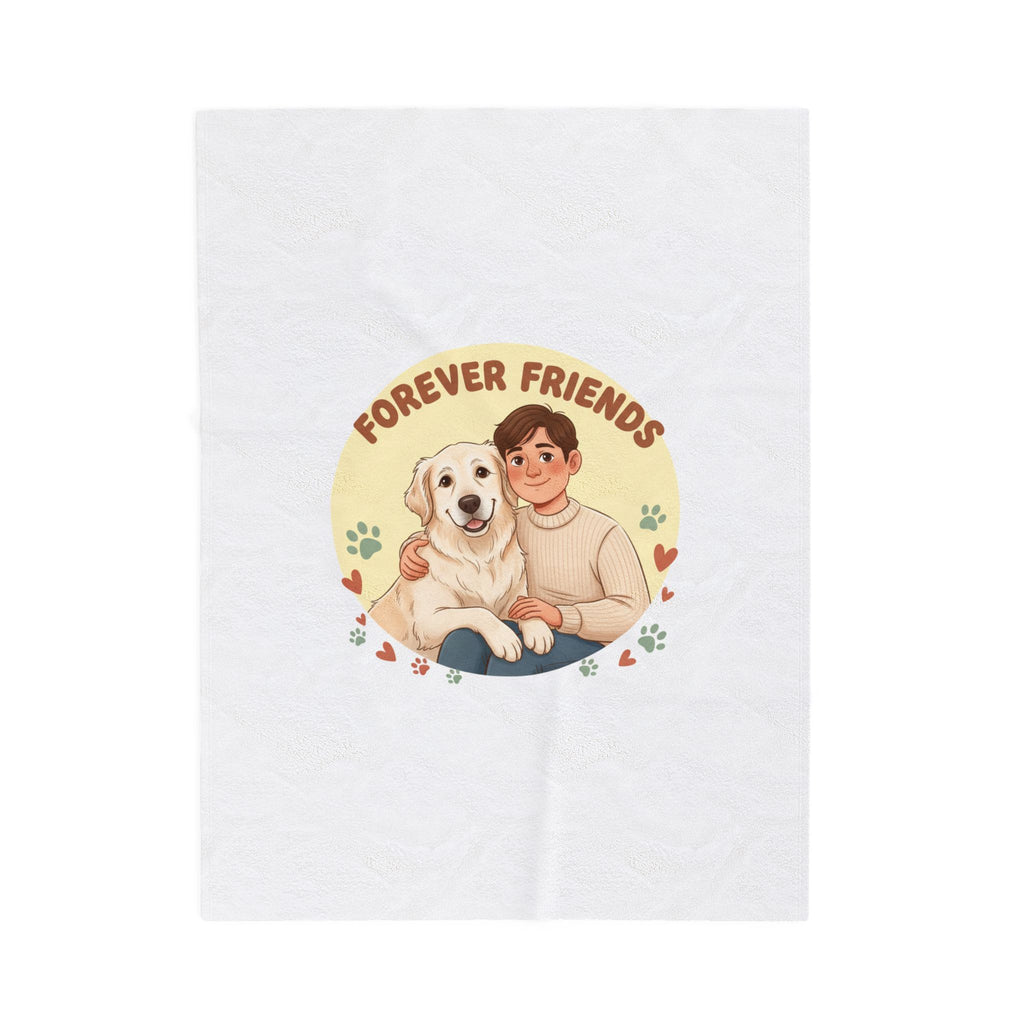 Forever Friends Senior Dog Design Velveteen Blanket | Pet-Centric Holiday, Paw Print Cozy Throw