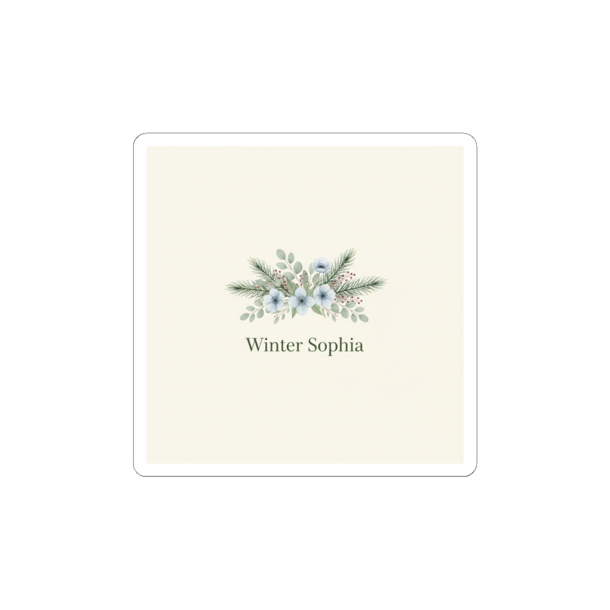 Minimal Winter Floral Sticker | Pine Branch Wreath, Delicate Botanical