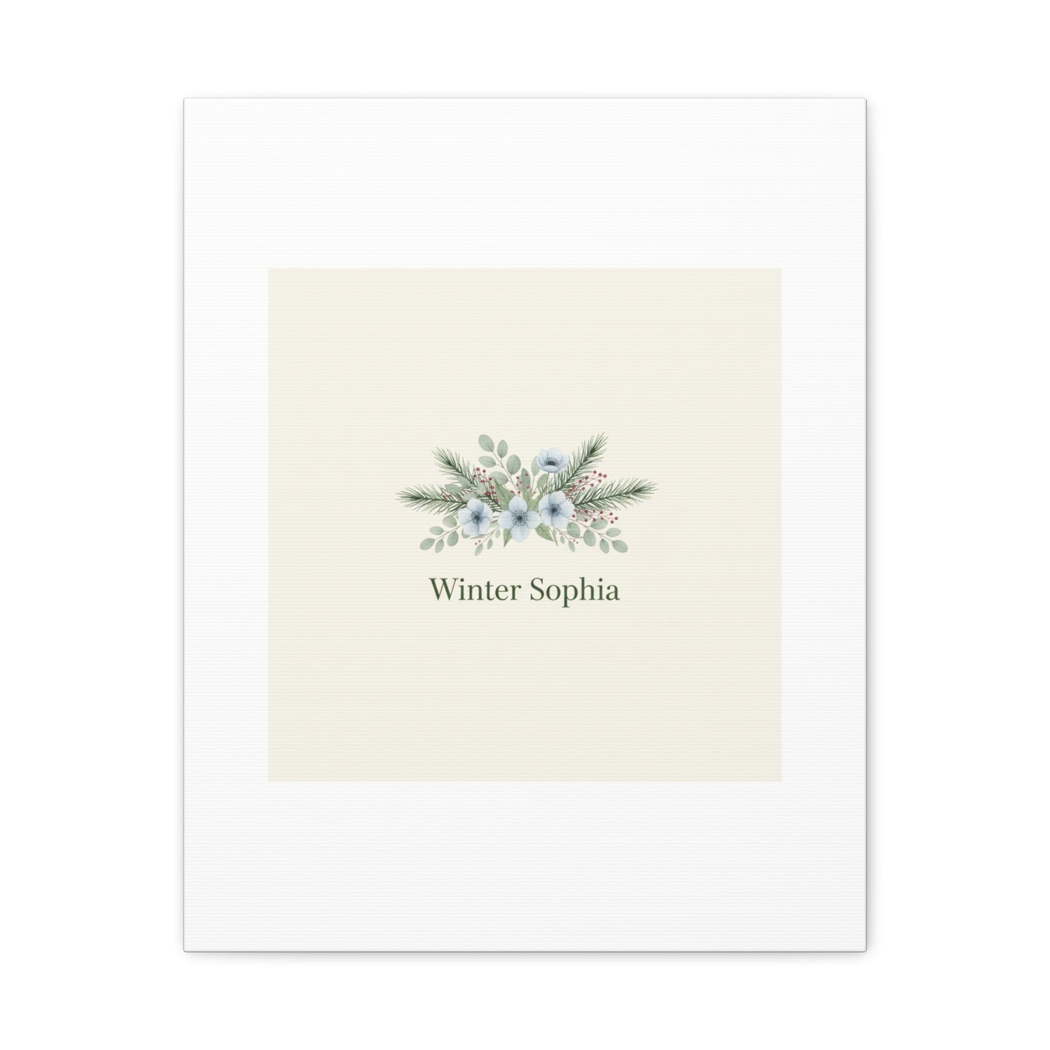 Winter floral wreath Canvas, pine branch botanical art | Minimal winter florals