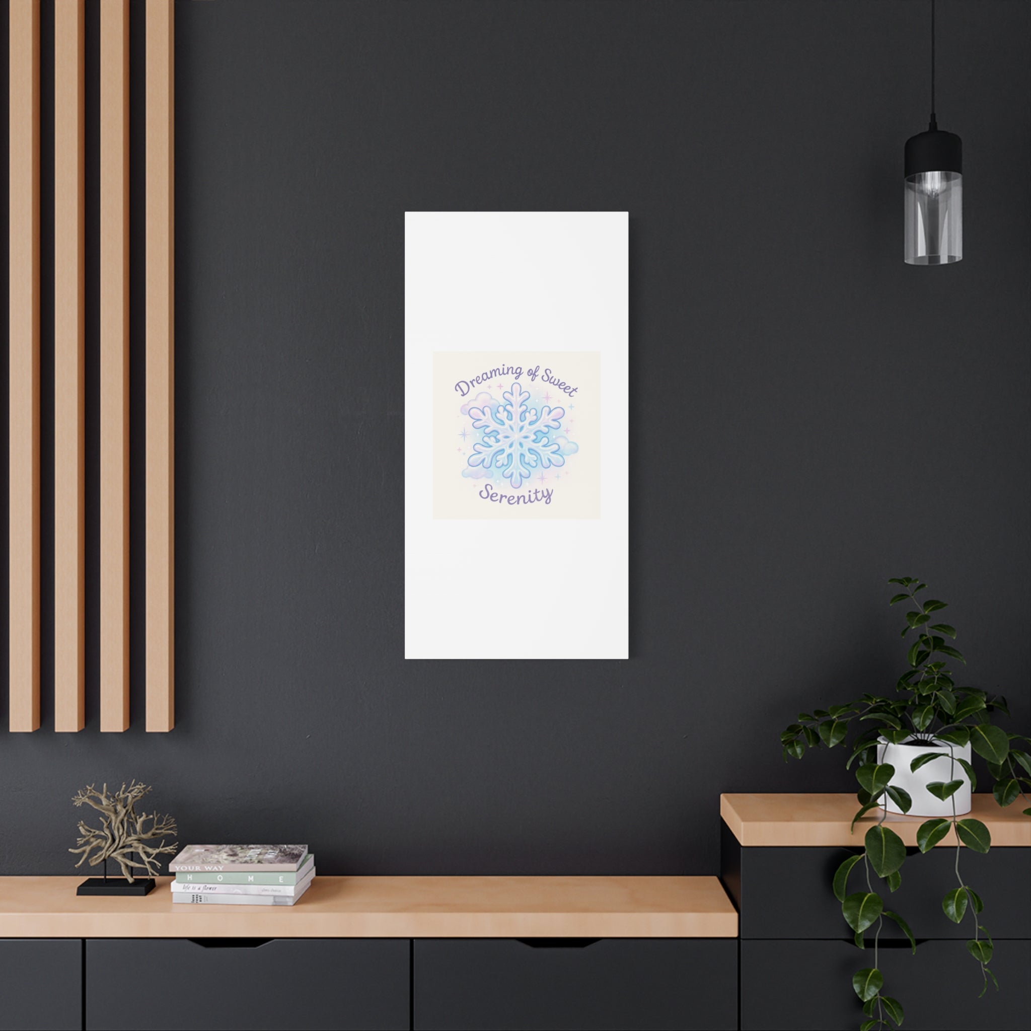 Canvas Wall Art - "Dreaming of Sweet Serenity" Snowflake Illustration
