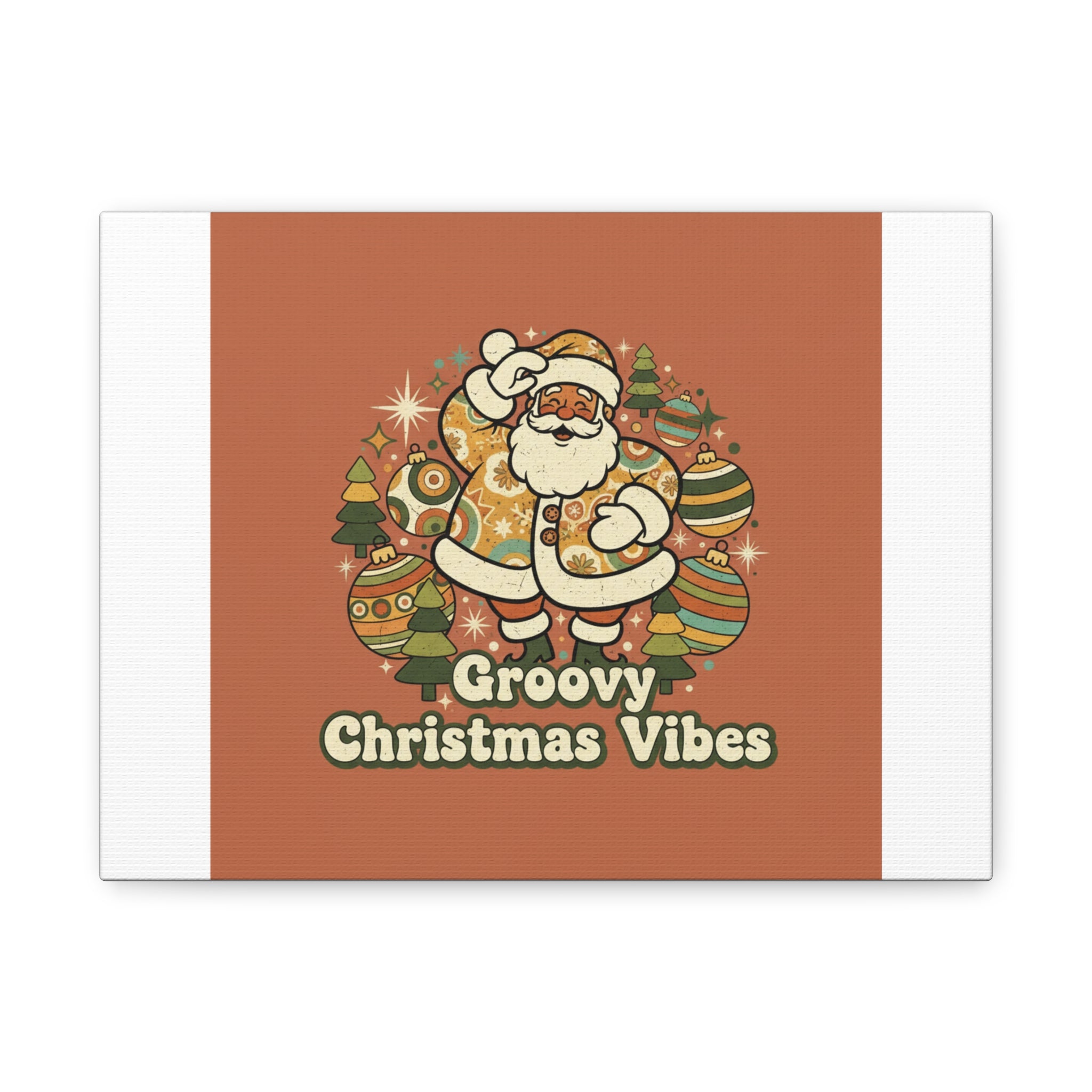 Groovy Christmas Vibes Canvas | 1970s Retro Holiday Art, Vintage Noel