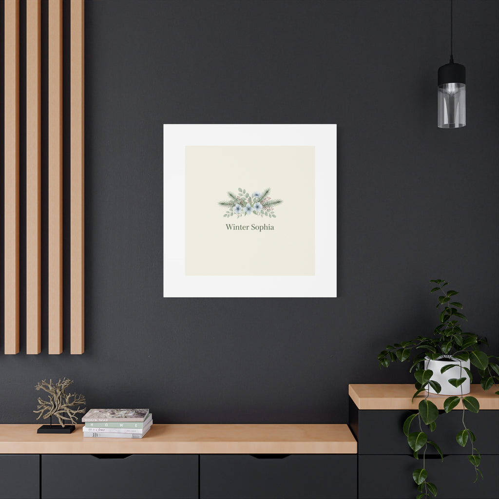 Winter floral wreath Canvas, pine branch botanical art | Minimal winter florals